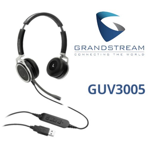 Grandstream GUV3005 USB Corded Dual Headset HD Noise Canceling Busy Light