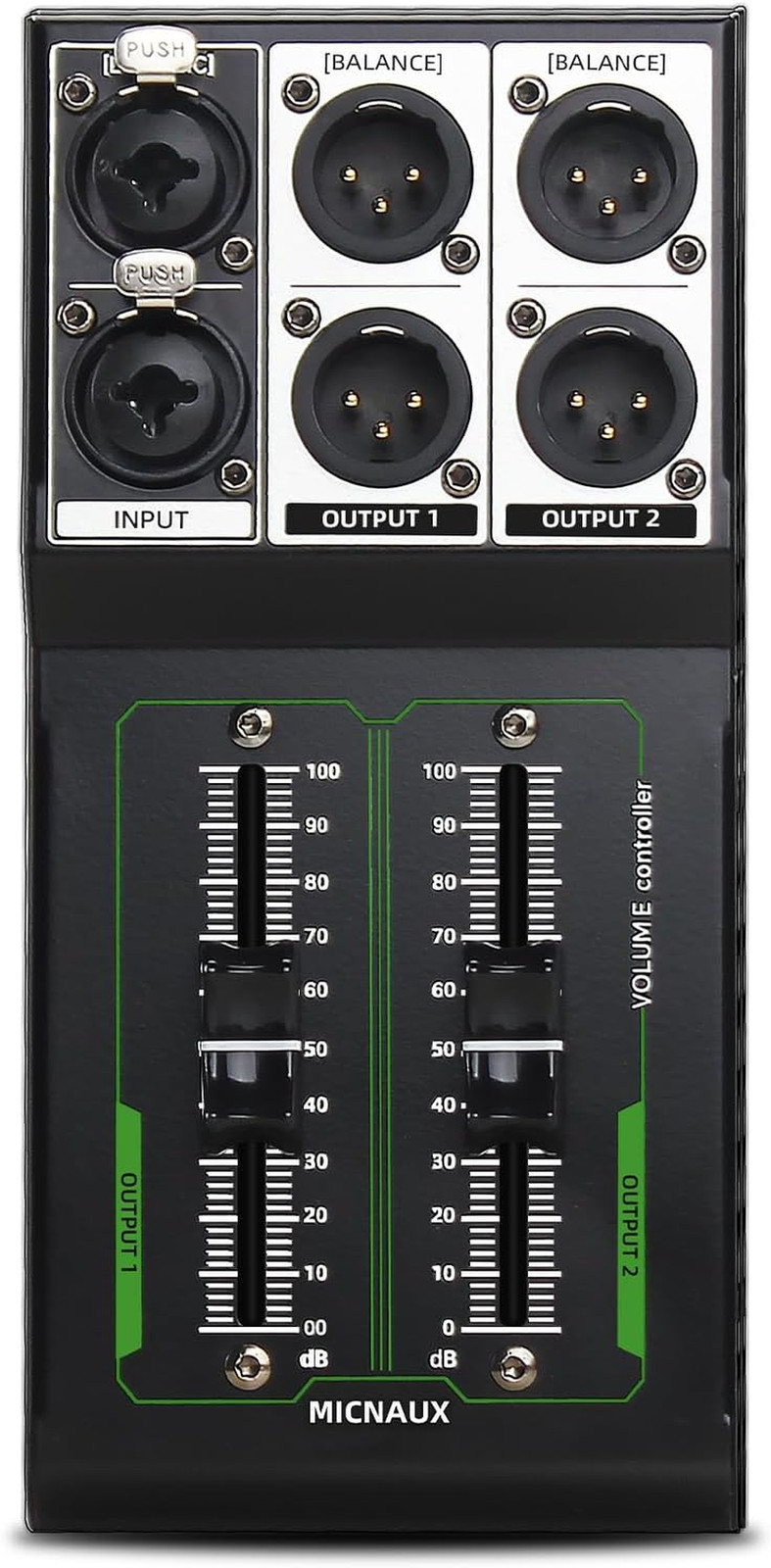 Passive Monitor Volume Controller, XLR 2 Input 2 Output Stereo Studio Controller