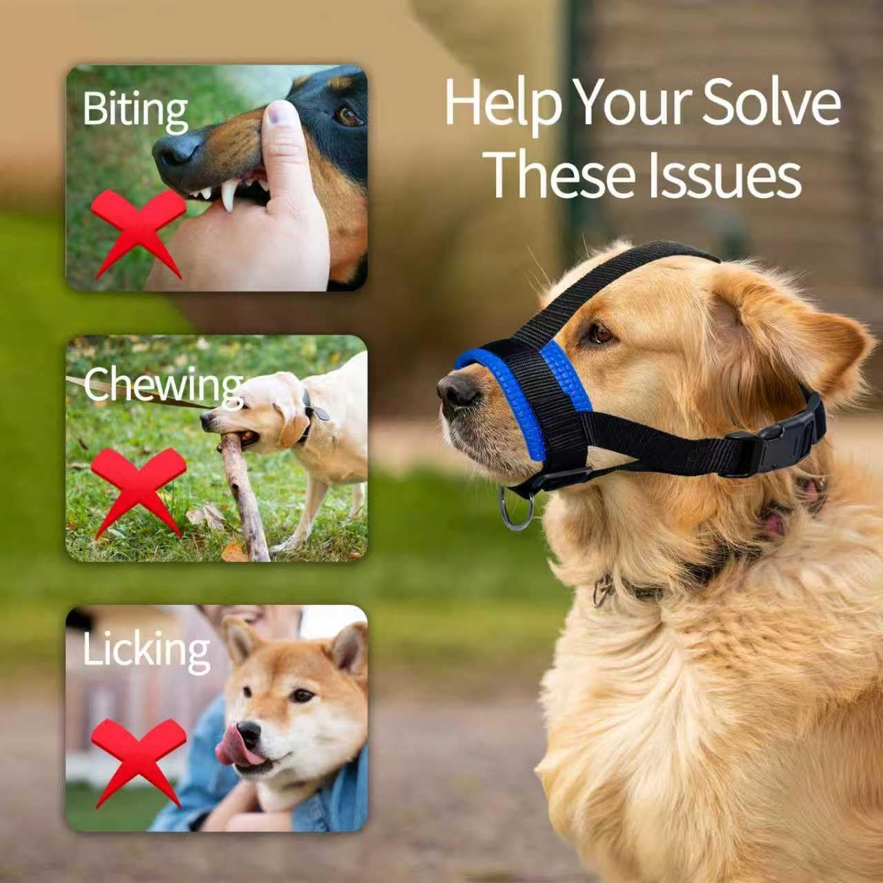 Head Strap Dog Muzzle Prevent from Taking Off by Paws for S, Red-New