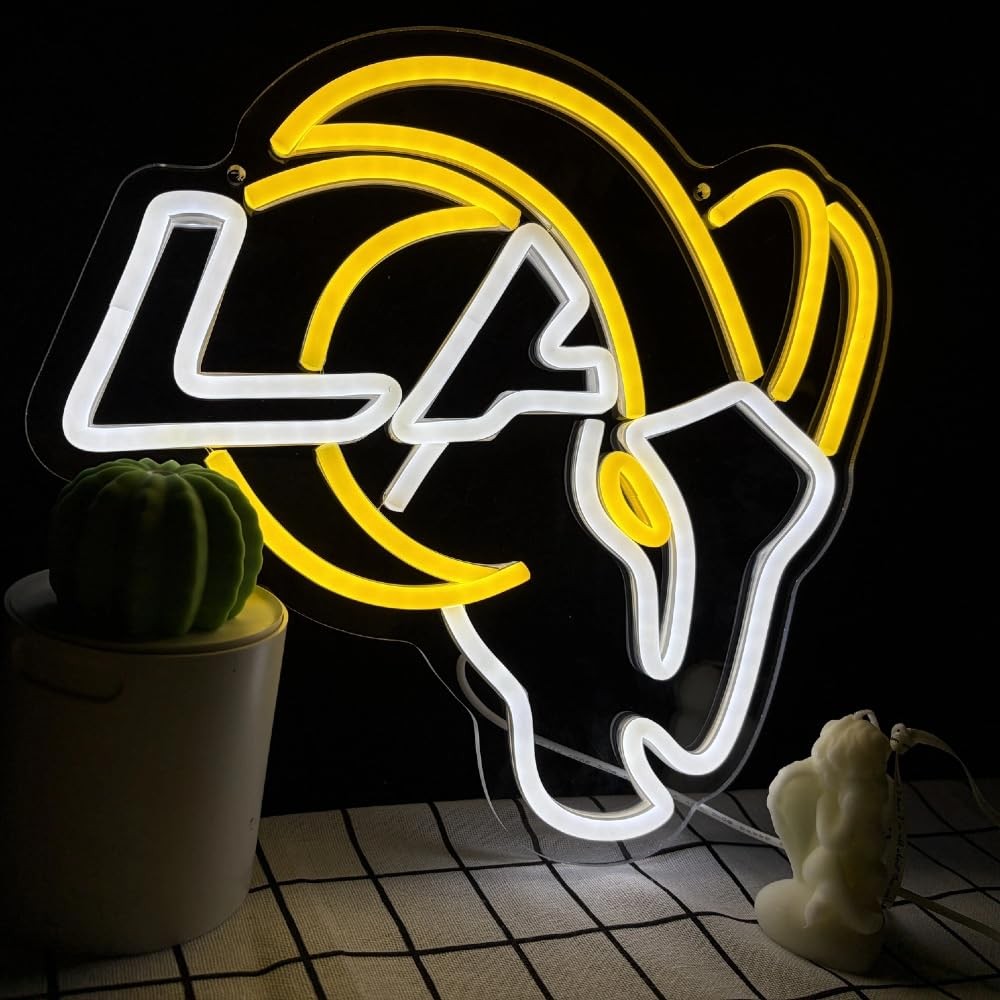 Football Neon Sign for Wall Decor Football Team Dimmable Neon Light for Man C...