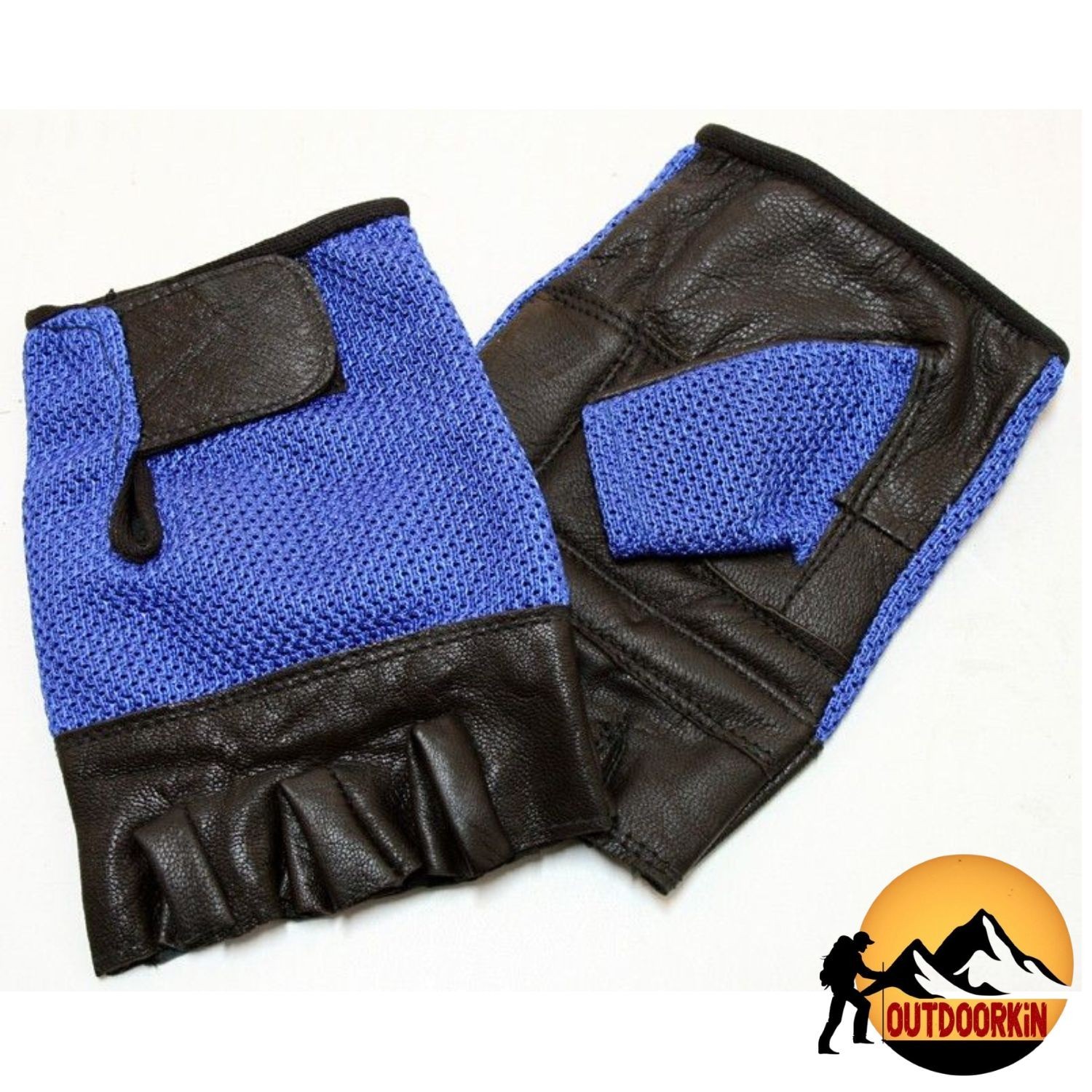 Leather Gloves Blue Color