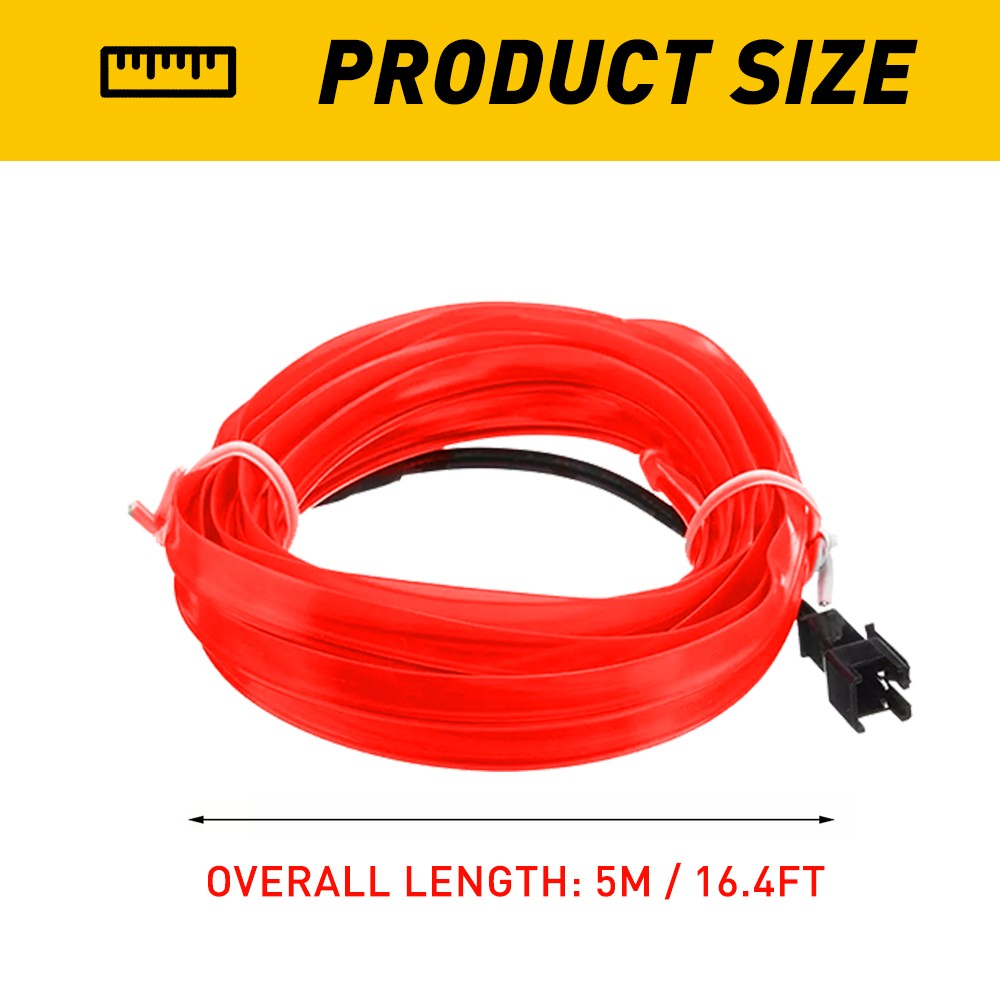 5M Red USB Interior LED Auto Car Atmosphere Wire Decor Strip Light Accessories