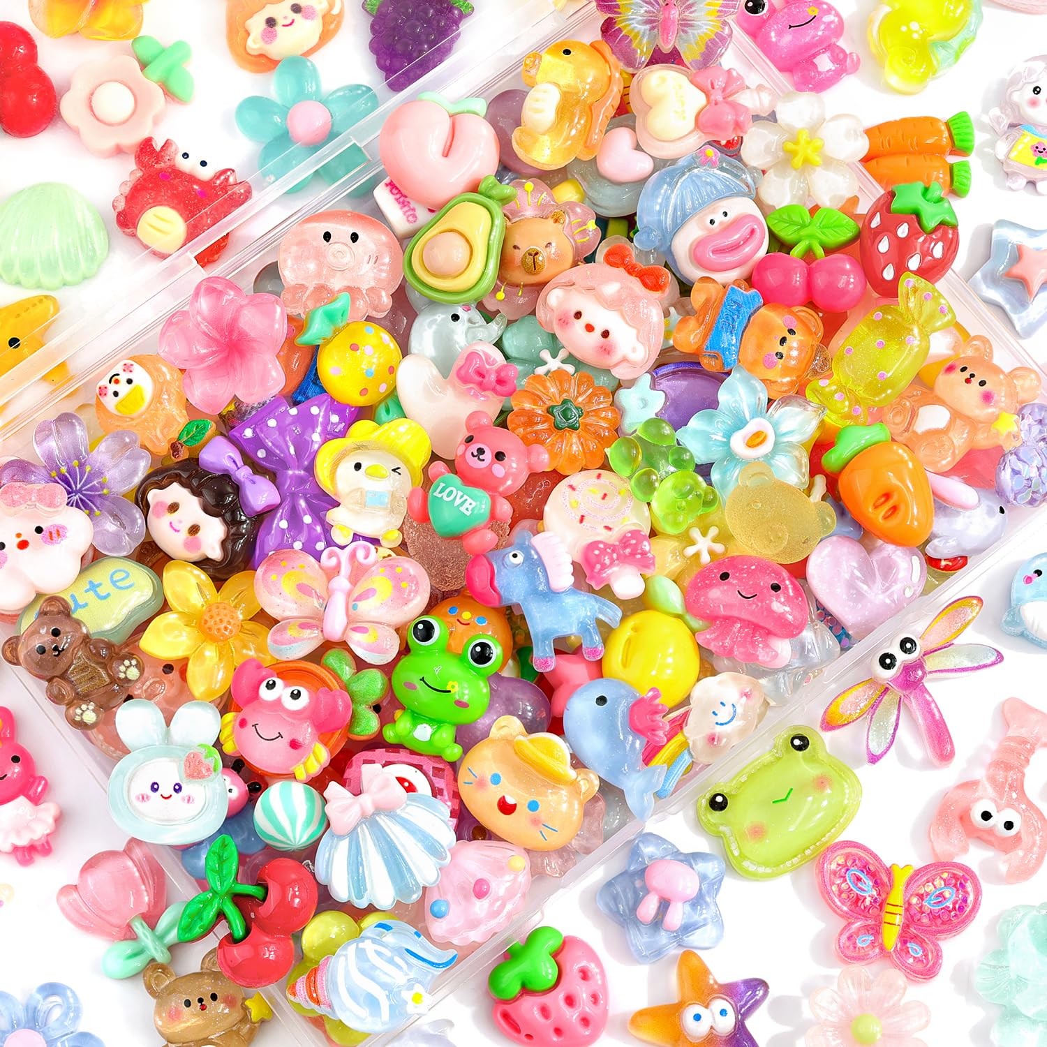 100PCS Slime Charms Cute Jelly Flatback Resin Charms For Slime, Random Kawaii...