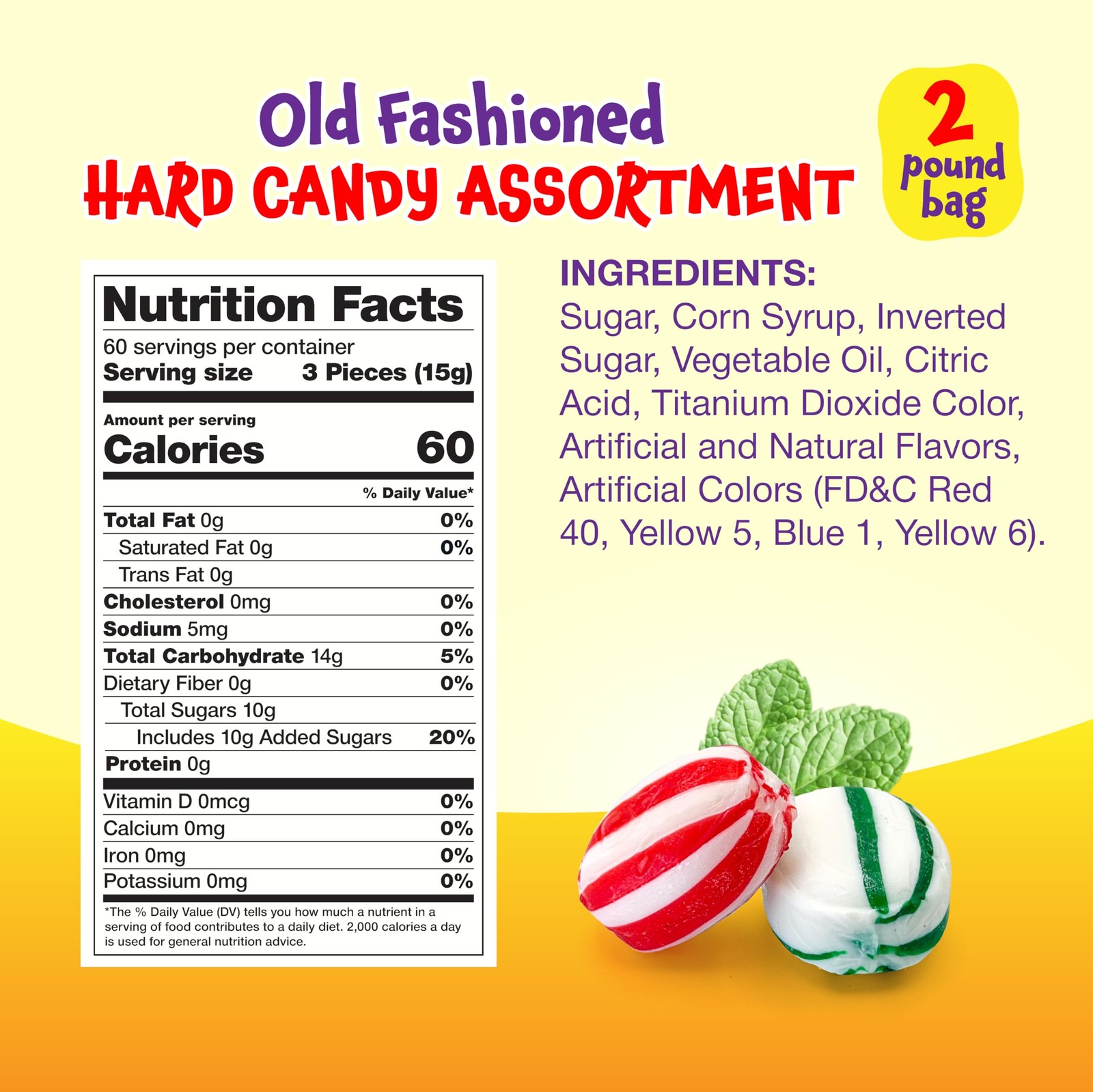 Old Fashioned Hard Candy Assortment - 2 Pound Bag - Hard Candy Individually W