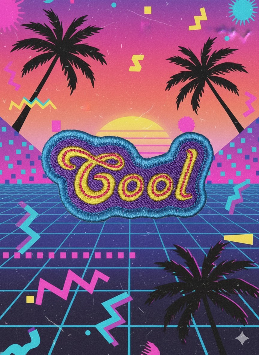 80's Vibe Cool  3.25 inch Iron on Embroidered Applique Patch