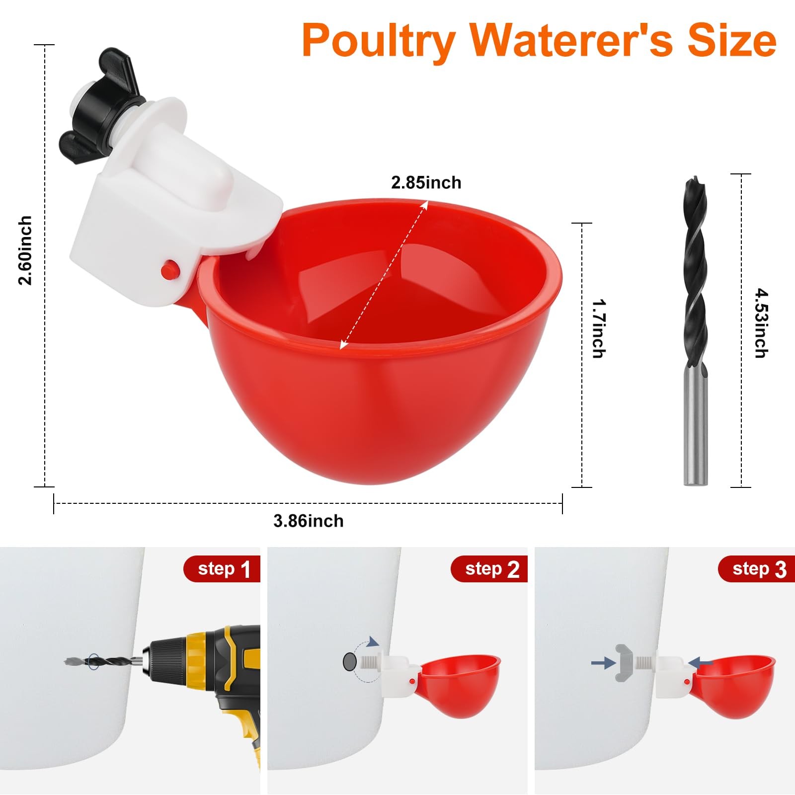 Automatic Chicken Waterer Cups, 6 Packs Large Water red