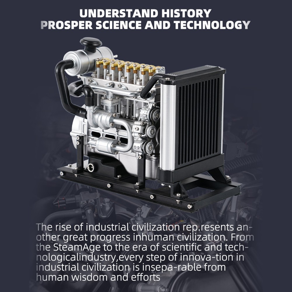 DIY Mini 4-Cylinder Diesel Engine Model Kit That Runs Engine Mechanical Metal