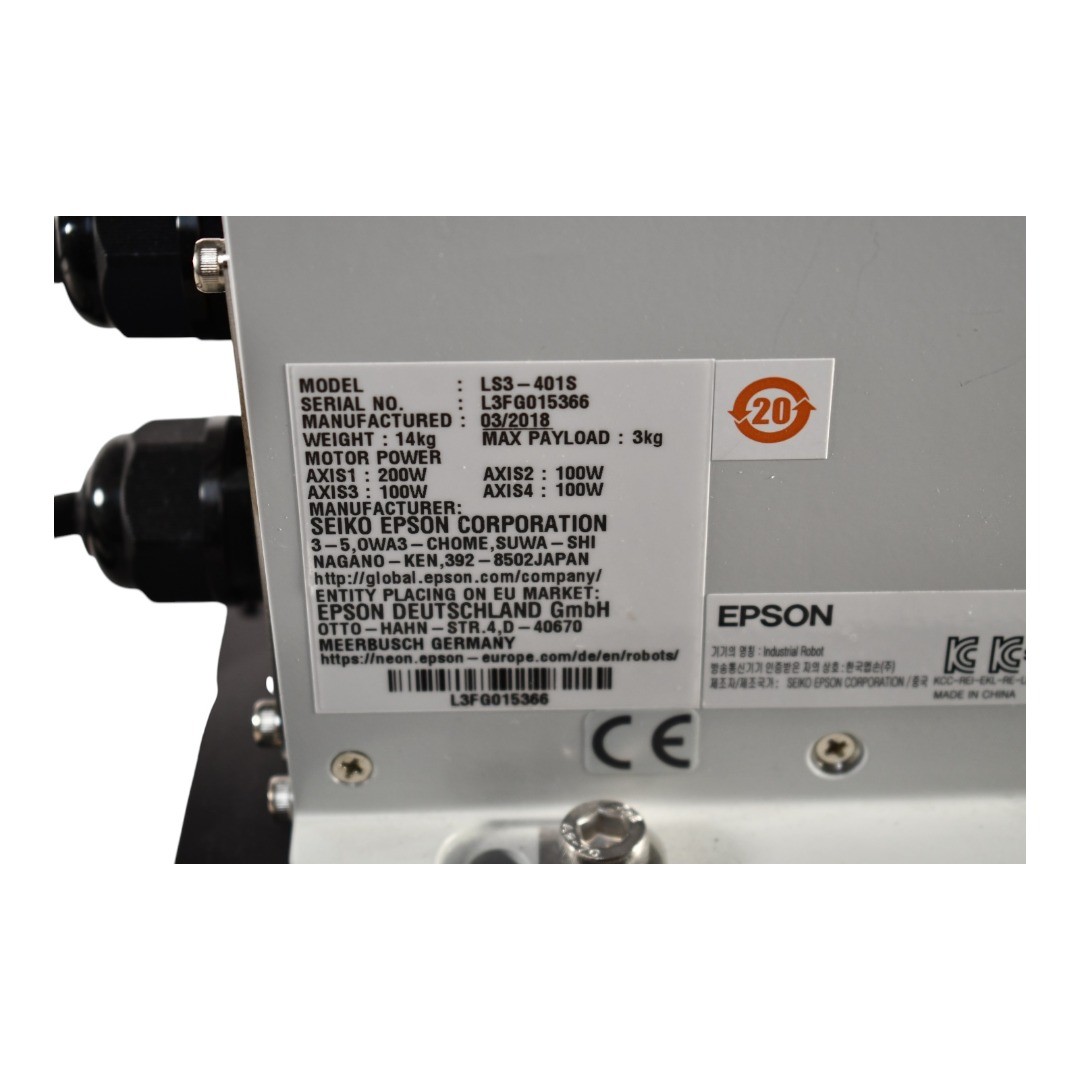 Epson LS3 SCARA Robot LS3-401S 3kg Max Payload 4 Axis w/ RC90 Controller
