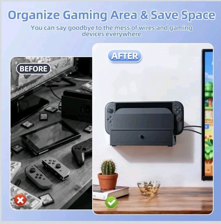 Lodaxu Wooden Wall Mount for Nintendo Switch 2/Switch/OLED & Dock