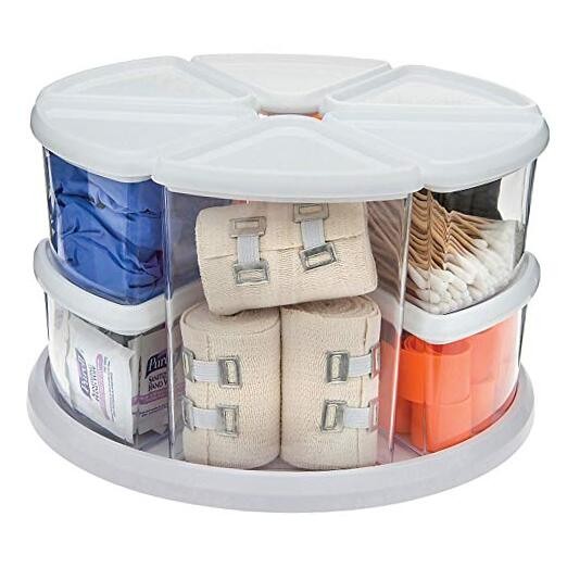 Rotating Carousel Craft Organizer, 9-Canister, Includes 3" and 6" Canisters,