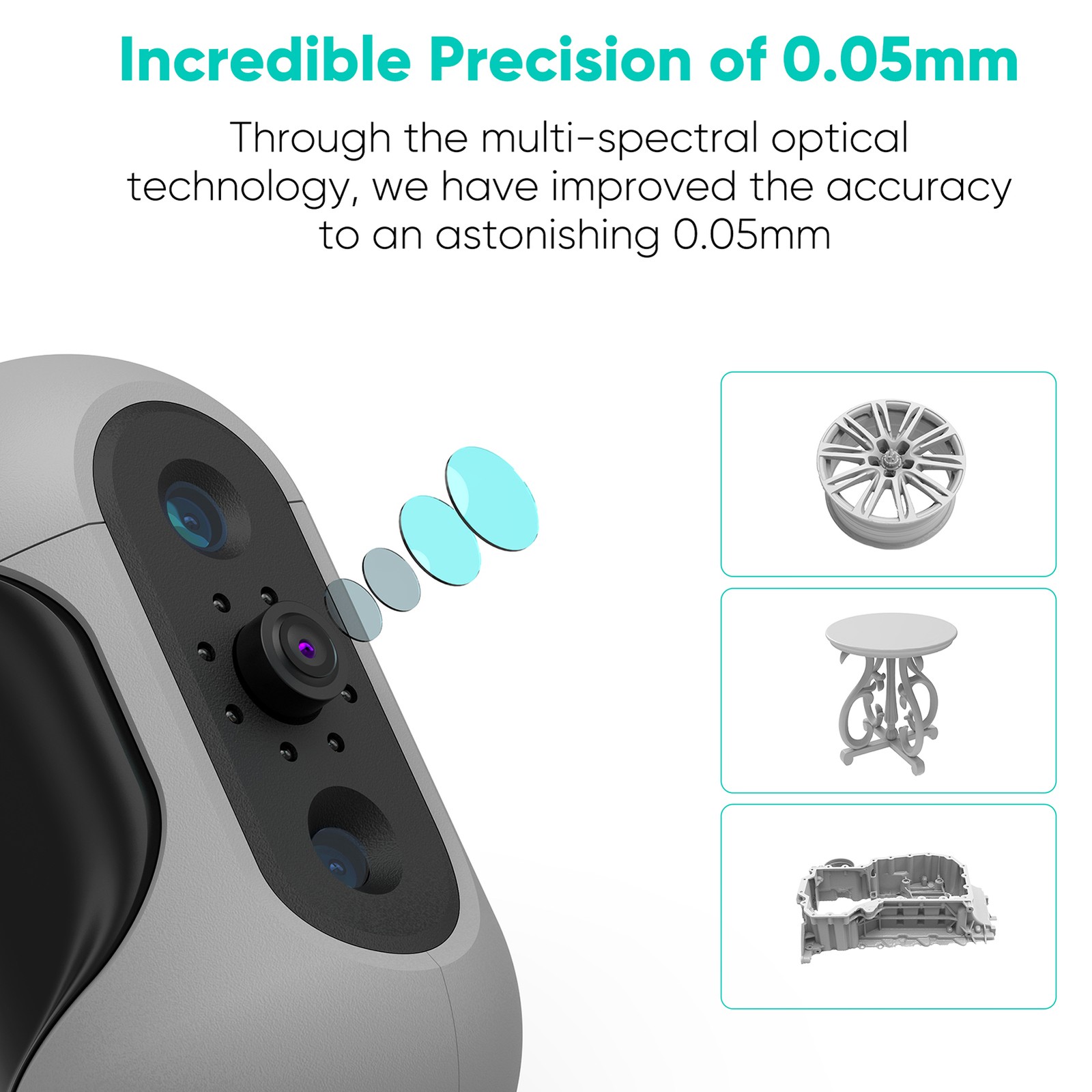 3DMakerpro Mole Handheld 3D Scanner Standard 0.05mm Accuracy 0.1mm Resolution