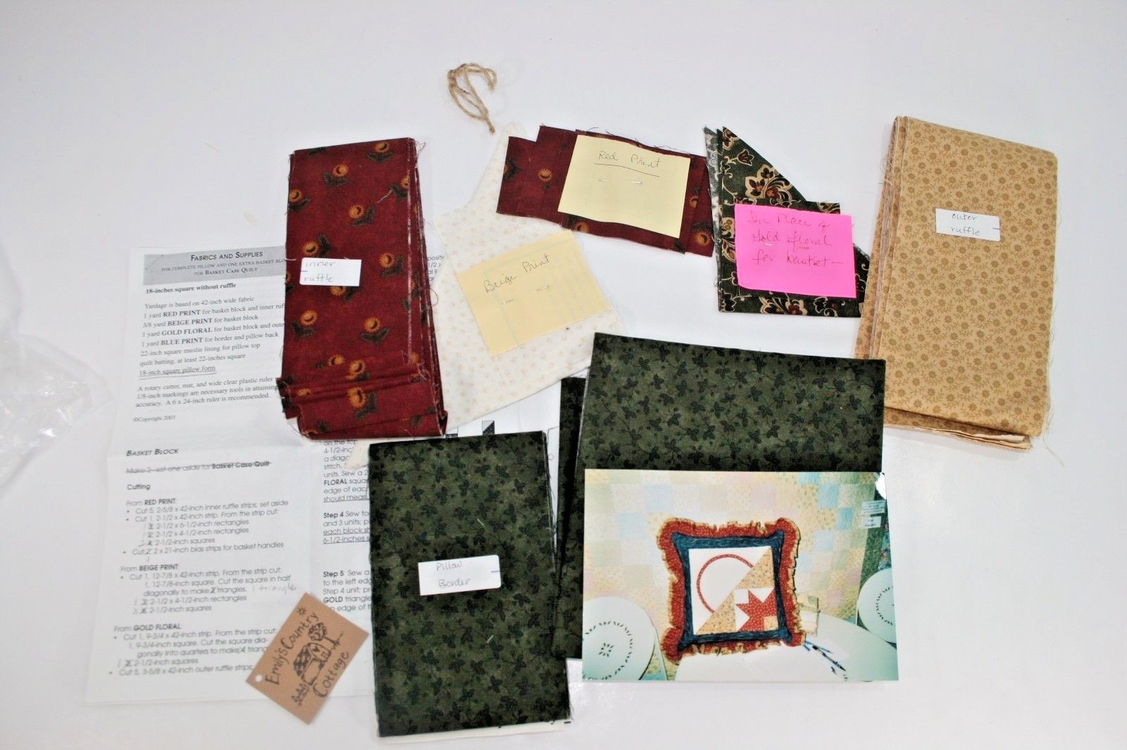 Basket Case Throw Pillow Kit Quilt Fabric Instructions sewing Craft