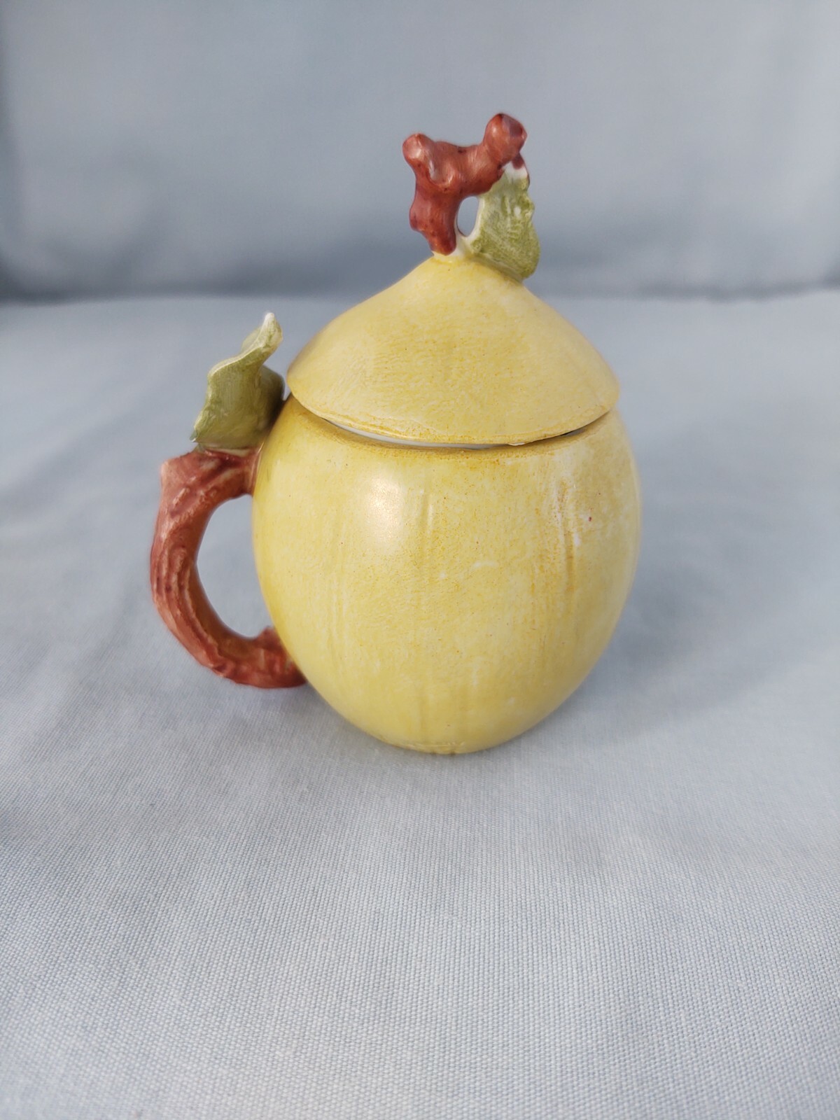 Two Porcelain Germany Figural Fruit Mustard Jars