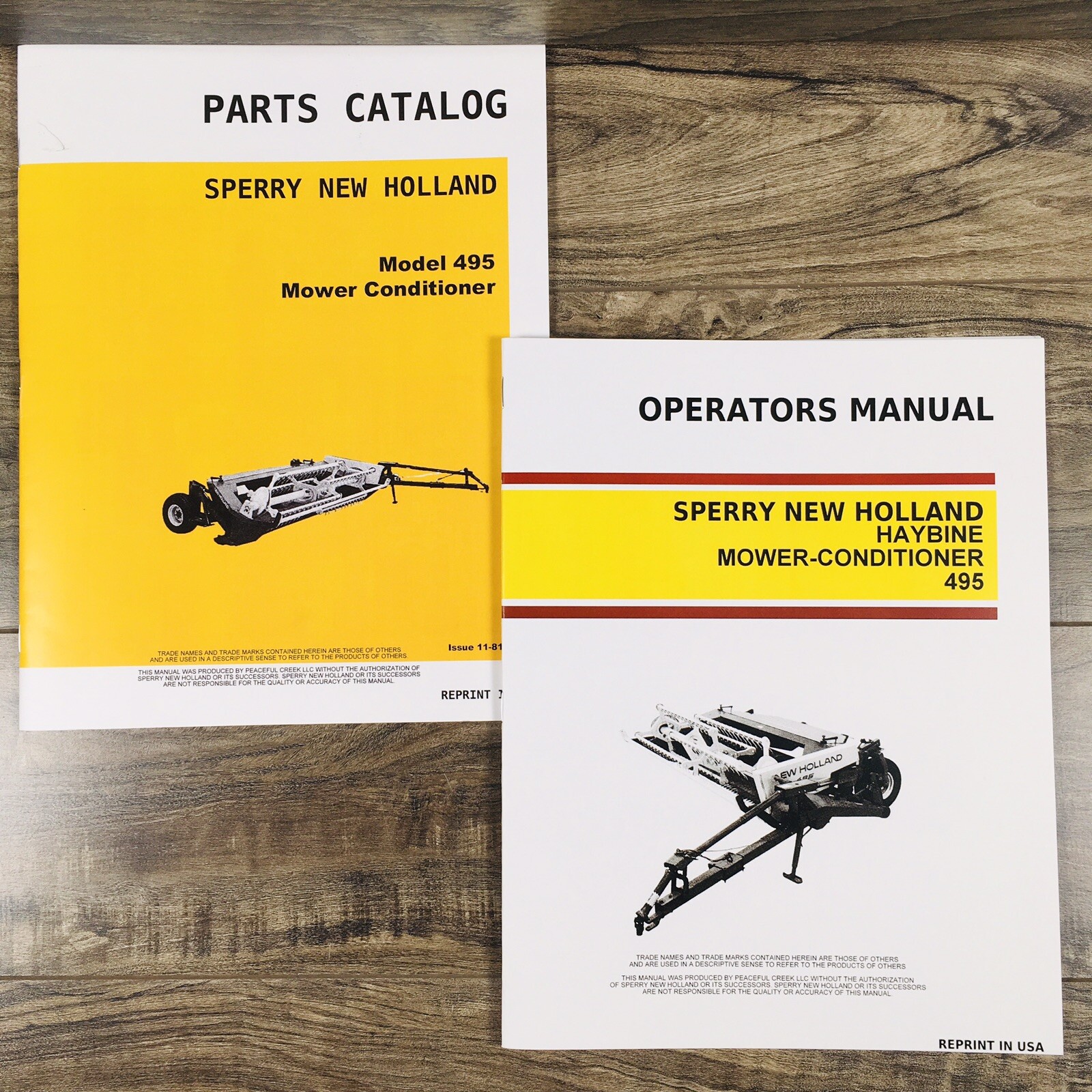 New Holland 495 Mower Conditioner Parts Catalog Operators Manual Assembly Book
