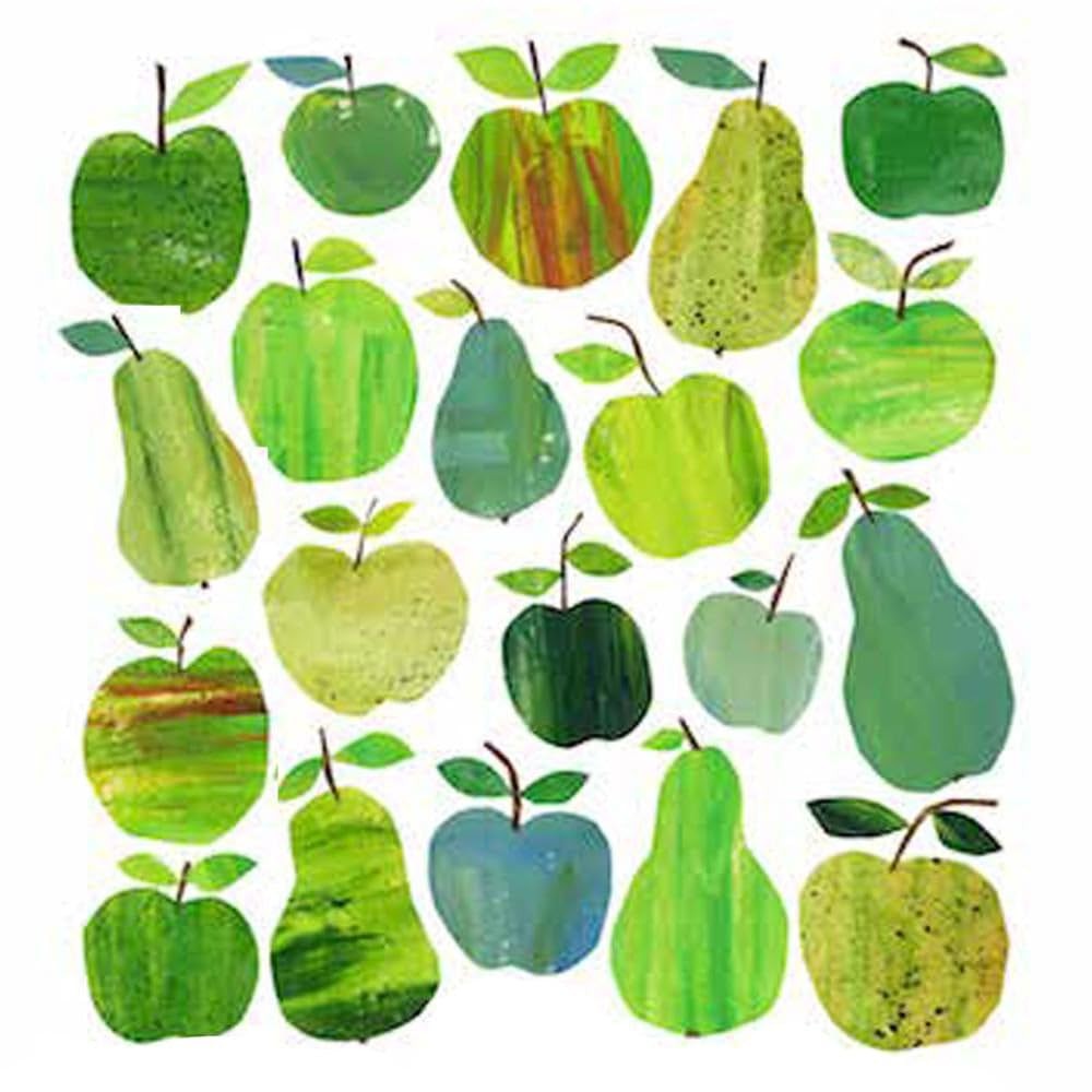 Paperproducts Apple & Pear 3-Ply Beverage Napkins, 5", Green, 20-Pack