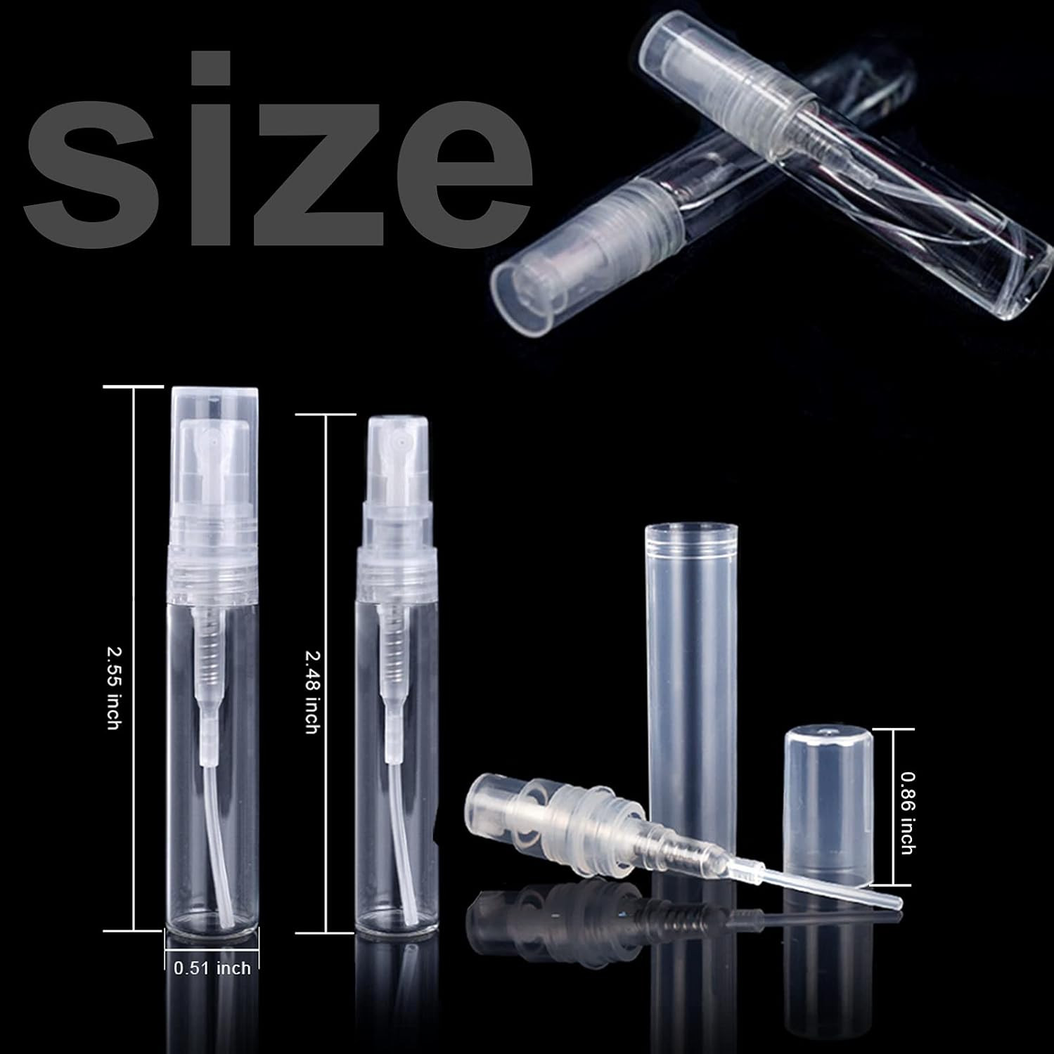Fandamei 60 Pack 3ml Mini Spray Bottle, Clear Plastic Empty Cute Perfume Atomize
