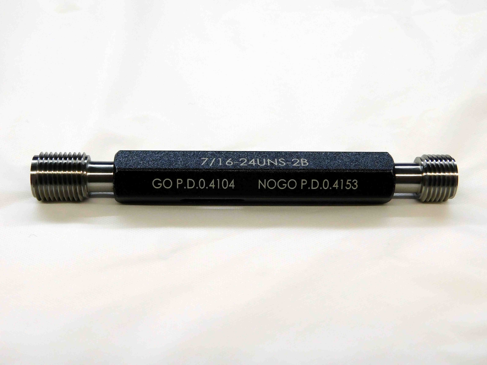 NEW 7/16 24 UNS 2B THREAD PLUG GAGE .4375 GO NO GO P.D.'S= .4104 & .4153 TOOLING