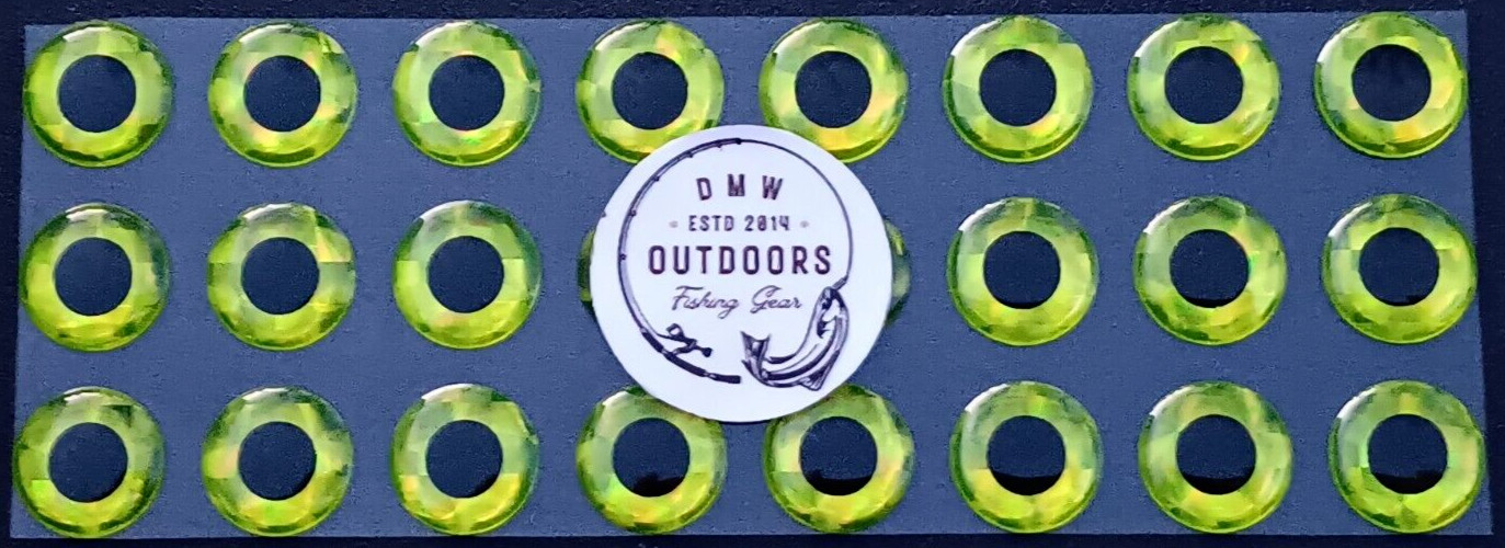 3D Fish Eyes-Holographic CHARTREUSE-12mm-48/pk-Fly Tying-Lures-Jigs-Crafts-Flies