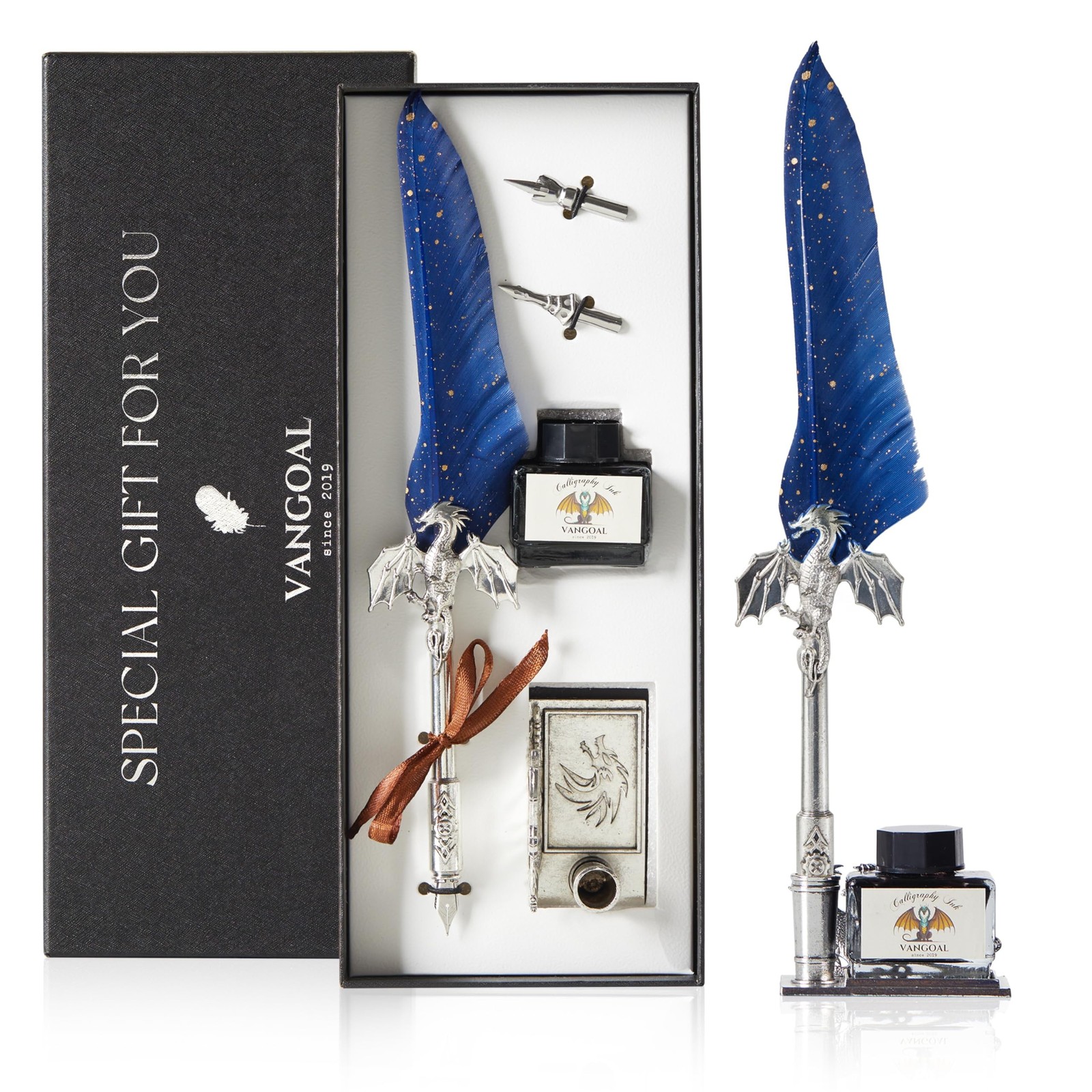 VANGOAL Dragon Quill Pen and Ink Set, Vintage Dragon Feather Pen with Novelty...
