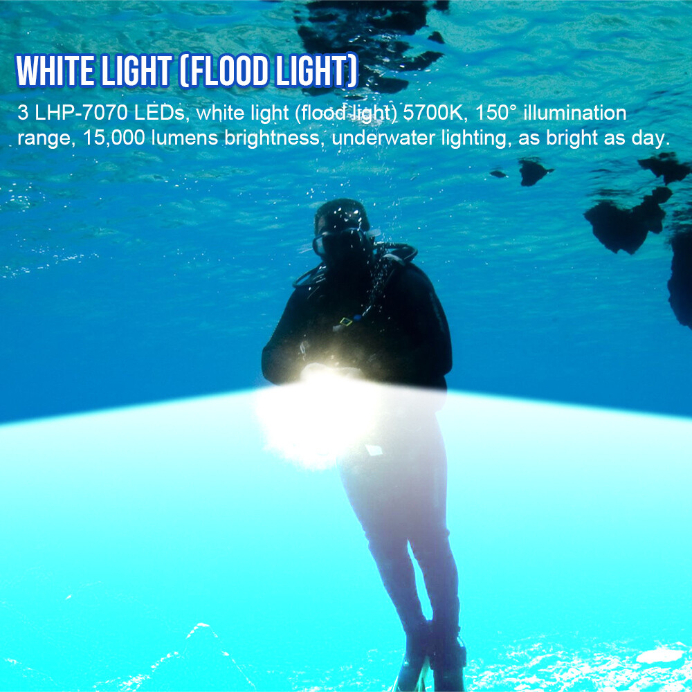 TustFire DF90 Kit 15000Lumen Brightest LED Diving Light Waterproof Flashlight