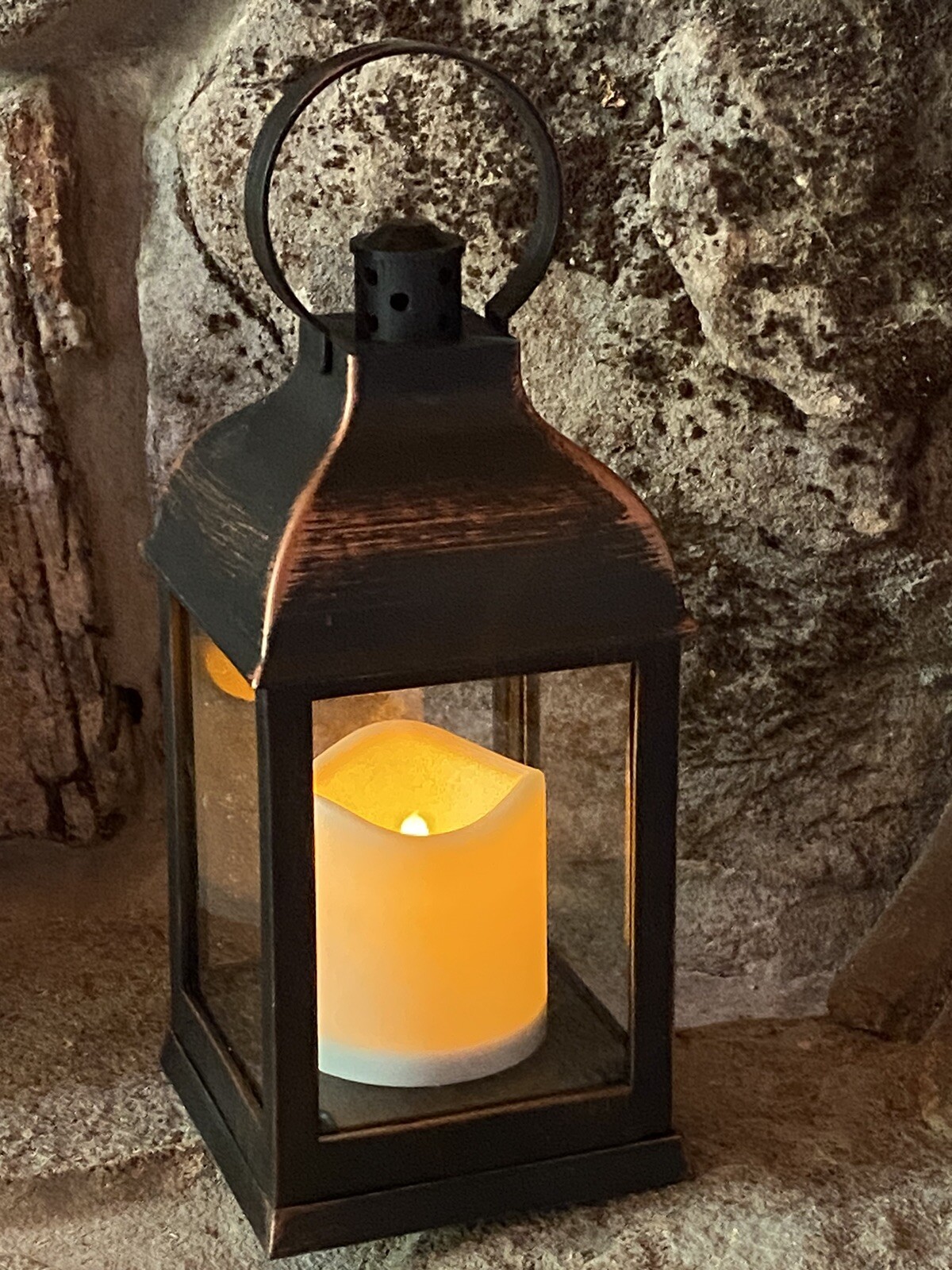9” led lantern Oil Rubbed Bronze Rustic Country Western Cabin Decor Timer