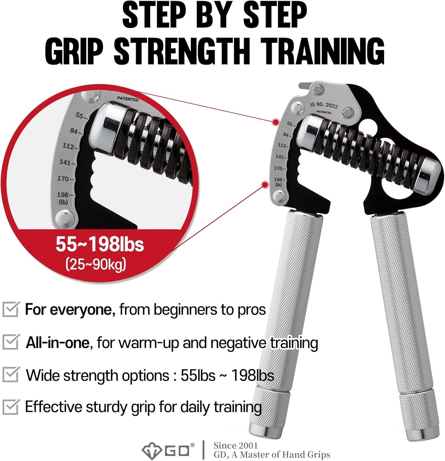 IRON GRIP Grip Strength Trainer Adjustable Hand Gripper Strengthener Hand Grip E
