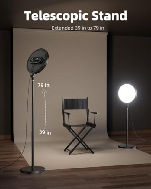 Large Ring Light with 79" Stand, 6500K Professional Full-Screen Big Ring