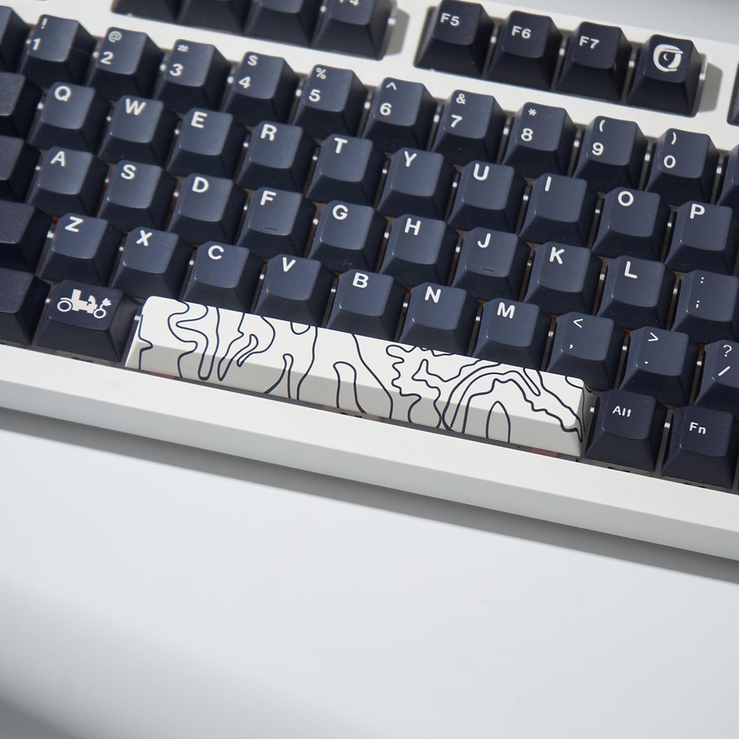 4pcs Keycaps, White Topographic Keycaps PBT Keycap Cherry Profile Dye-Sublima...