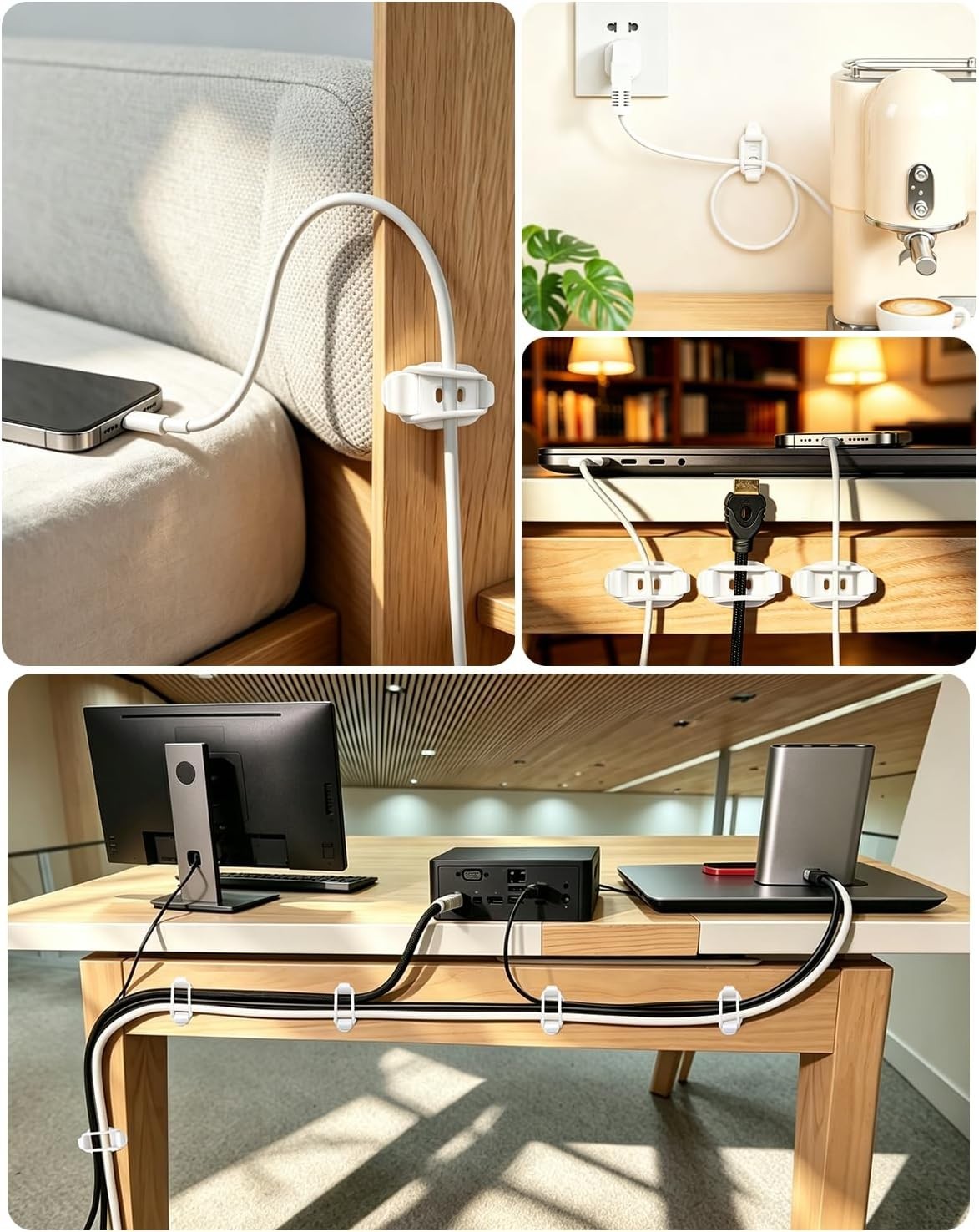 10 Pack Adjustable Cable Clips Self Adhesive Wire Organizer for Home Office