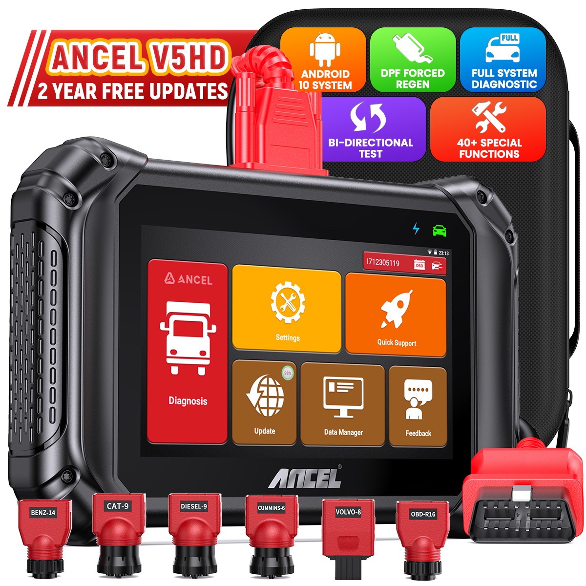 Heavy Duty HD Truck Scanner Bidirectional Diagnostic Scan Tool Coding idle Speed