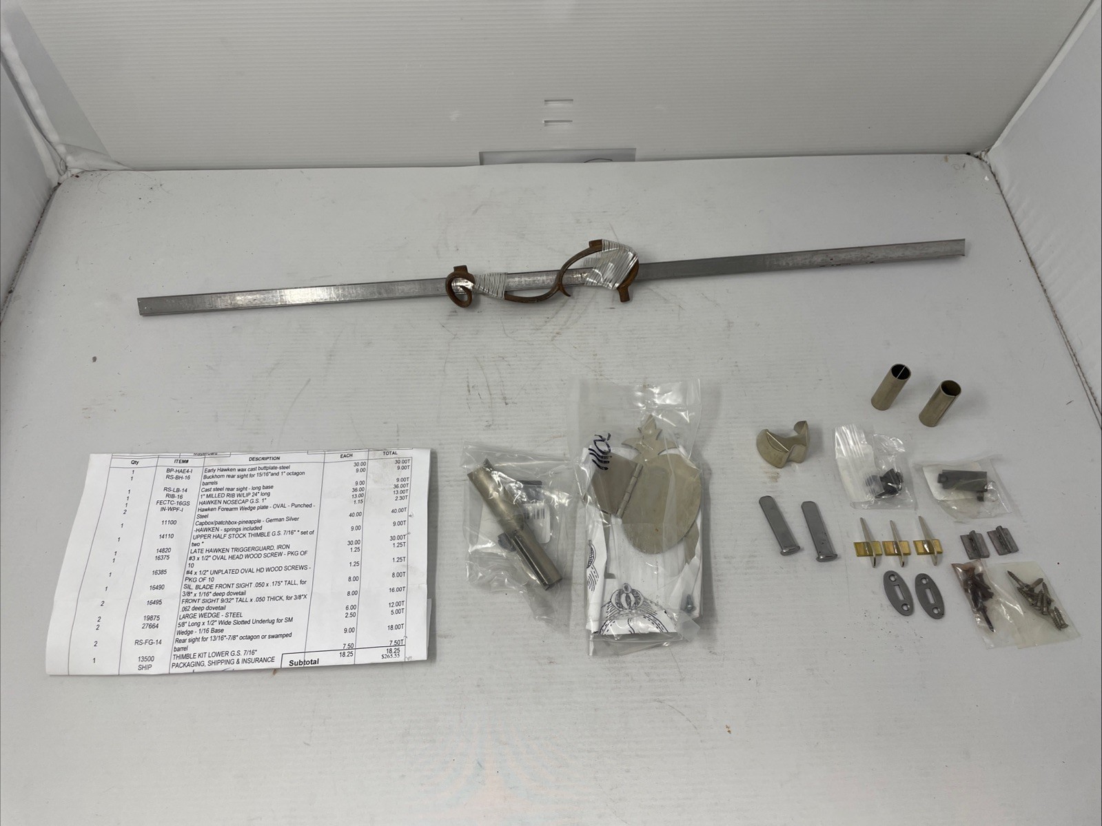 Lot of parts - Muzzle Loader parts for early Hawkins - List of parts (IN PHOTOS)