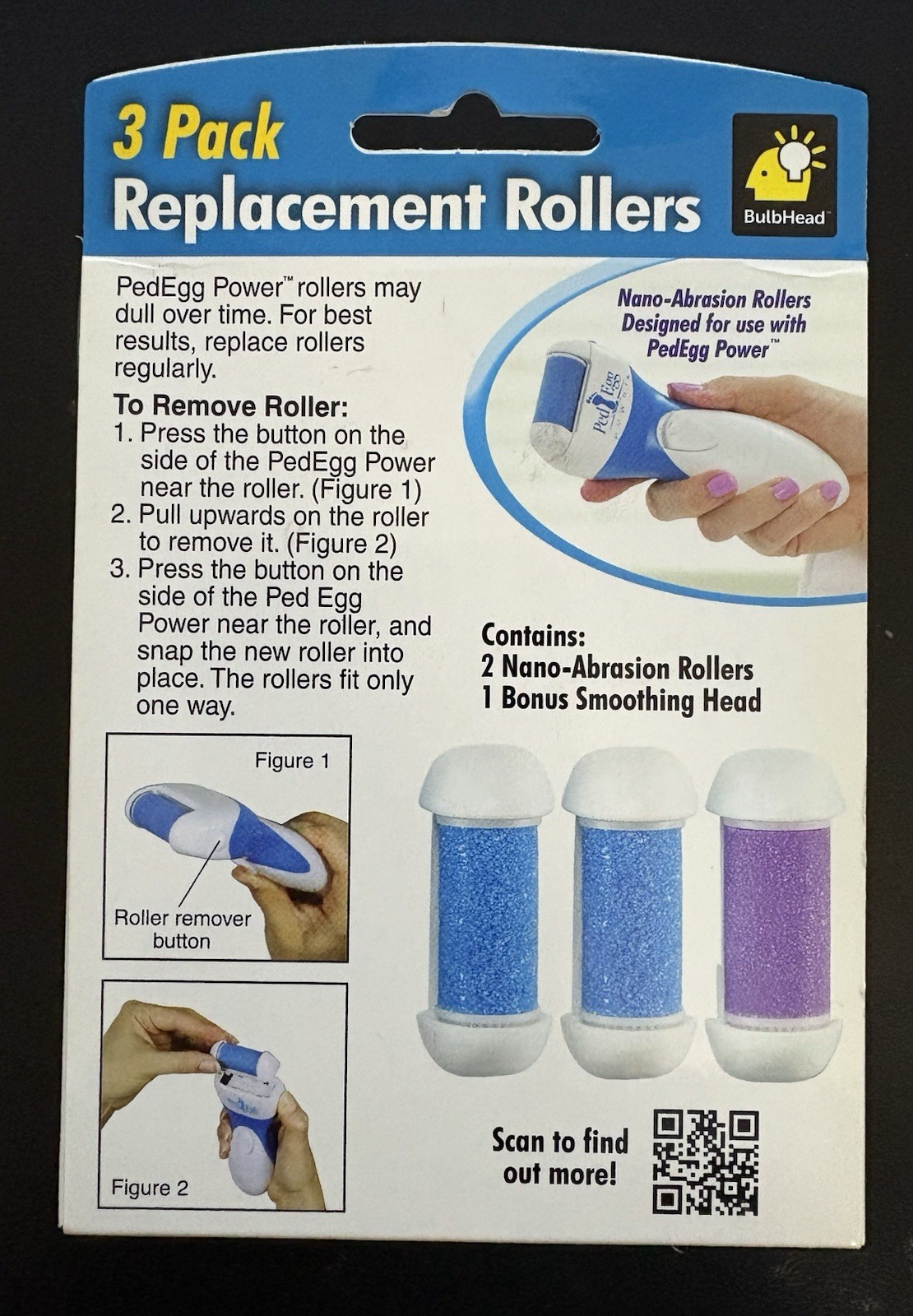 NEW Ped Egg Power Genuine Refill Replacement Rollers 3 Pack FREE SHIPPING