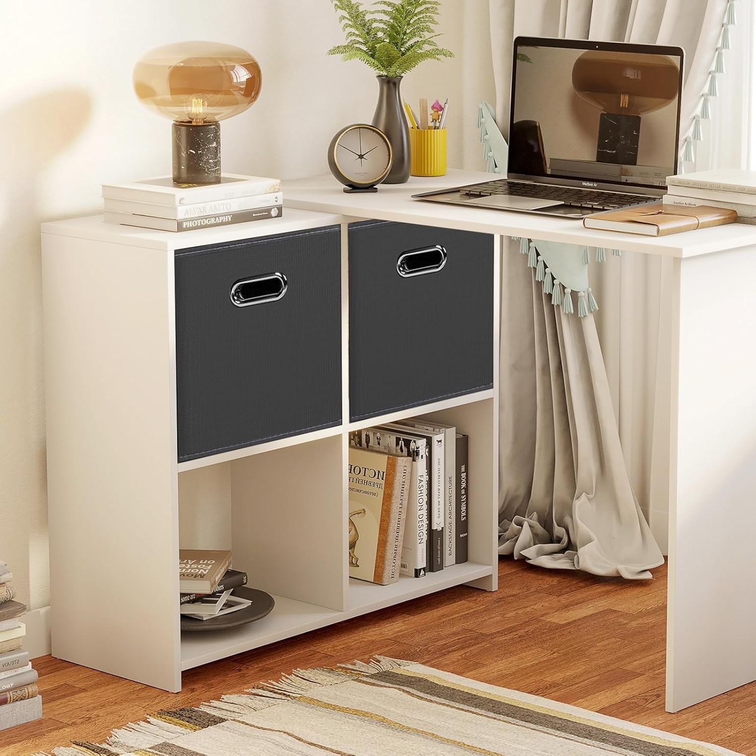 Space-Saving Grey Fabric Bins - Multi-Purpose 11x11x11 Containers with Handles