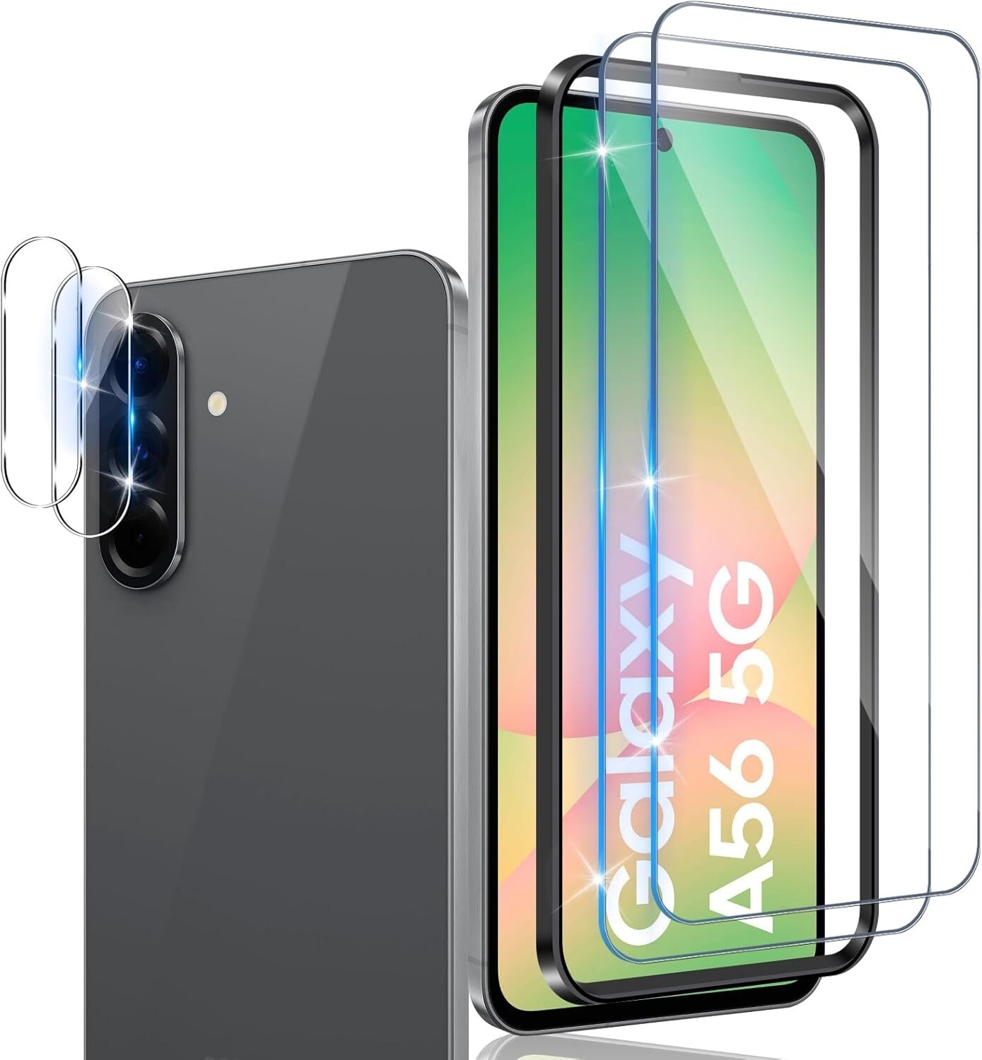 2X Tempered Glass (Screen + Camera) For Samsung Galaxy A56 5G Screen Protector Full 9H