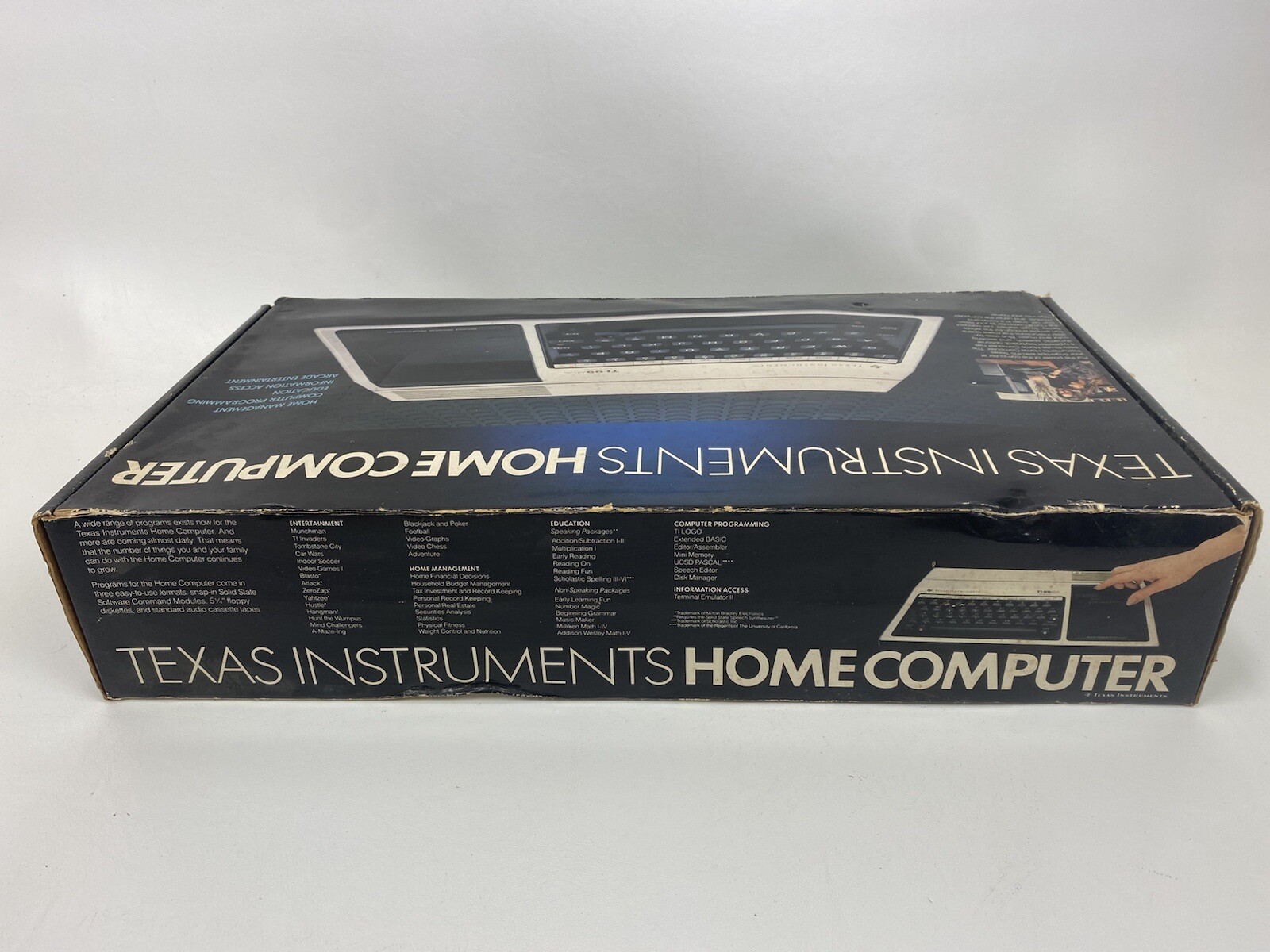 Texas Instruments Computer TI-99/4A Original Box Cords & Docs