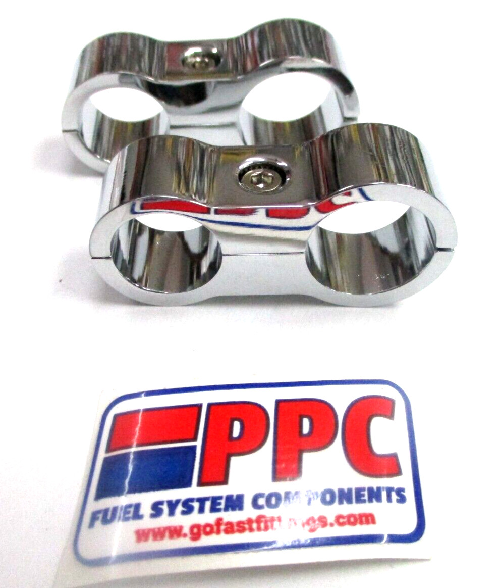 ALUM BILLET DUAL HOSE SEPARATOR Show Chrome Plated Alum FITS MOST -10 & -12 HOSE