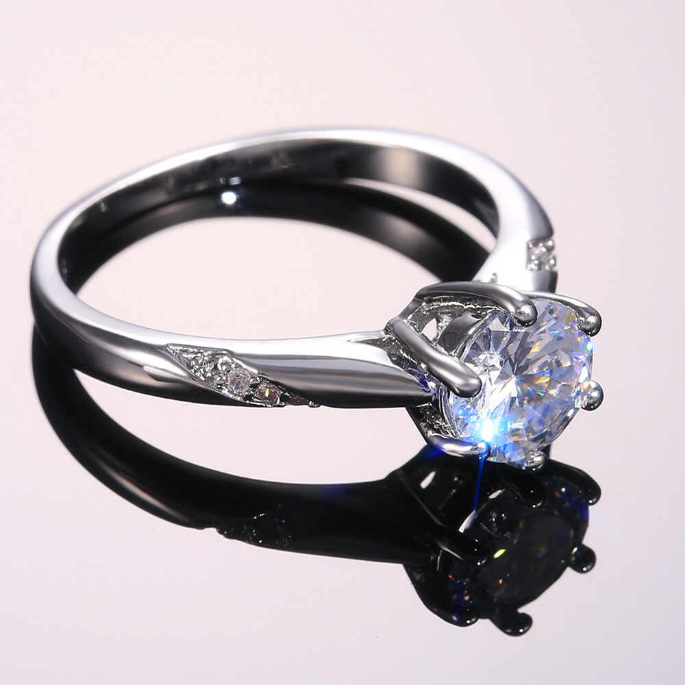 Pretty Jewelry 925 Silver Plated Ring Cubic Zircon Anniversary Ring Sz 6-10