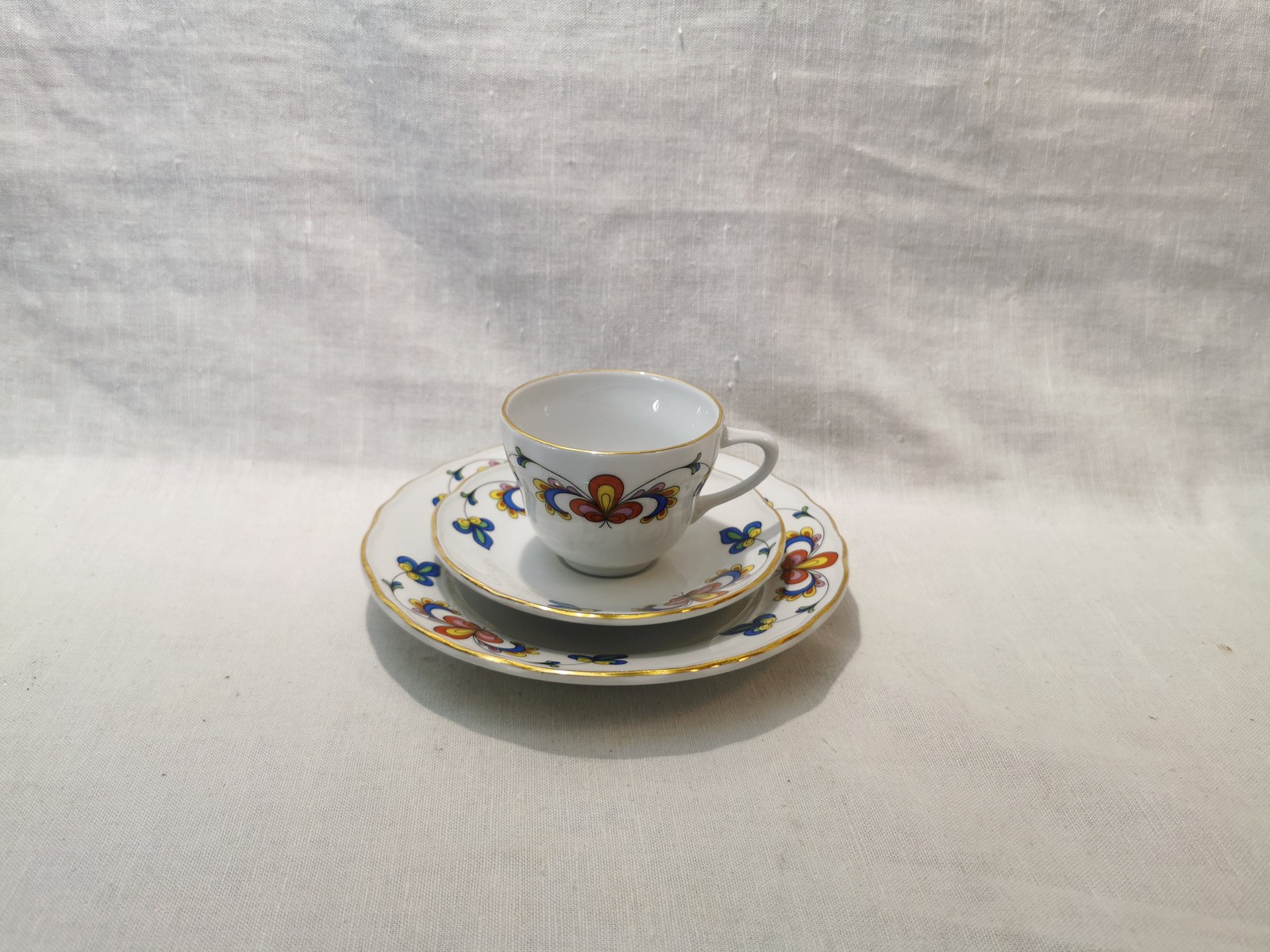 Vintage Norwegian Telemark Porsgrund Porcelain Trio Breakfast Set - Farmers