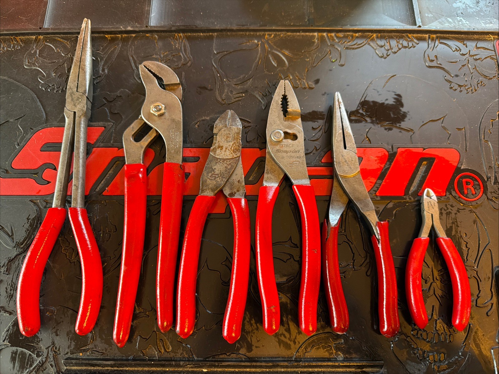 Snap On 6pc Pliers Set Red Side Cuts Needle Nose Pliers Extra Long