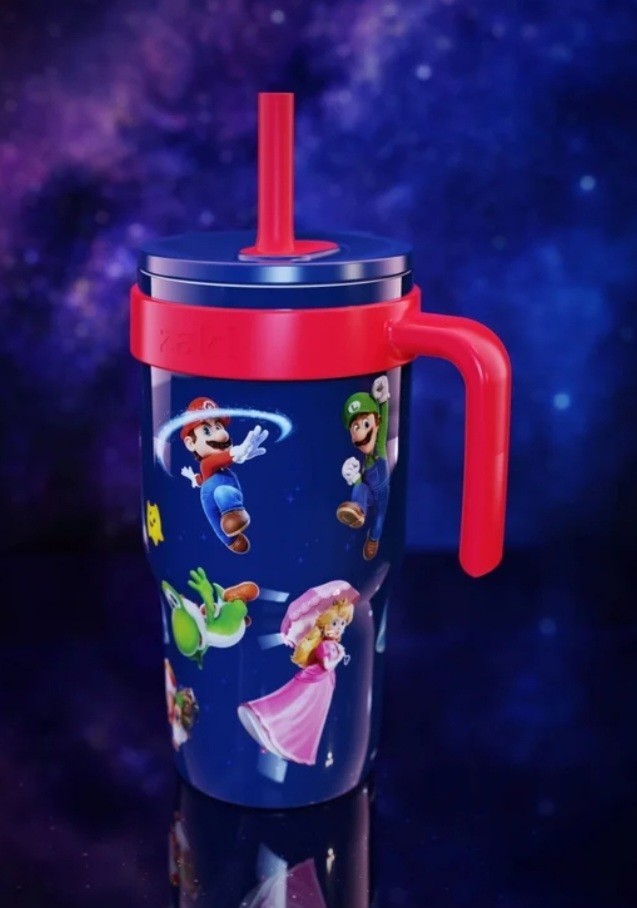 New Super Mario Galaxy Cup Vacuum Insulated Tumbler 18oz Spill-Proof Lid Straw