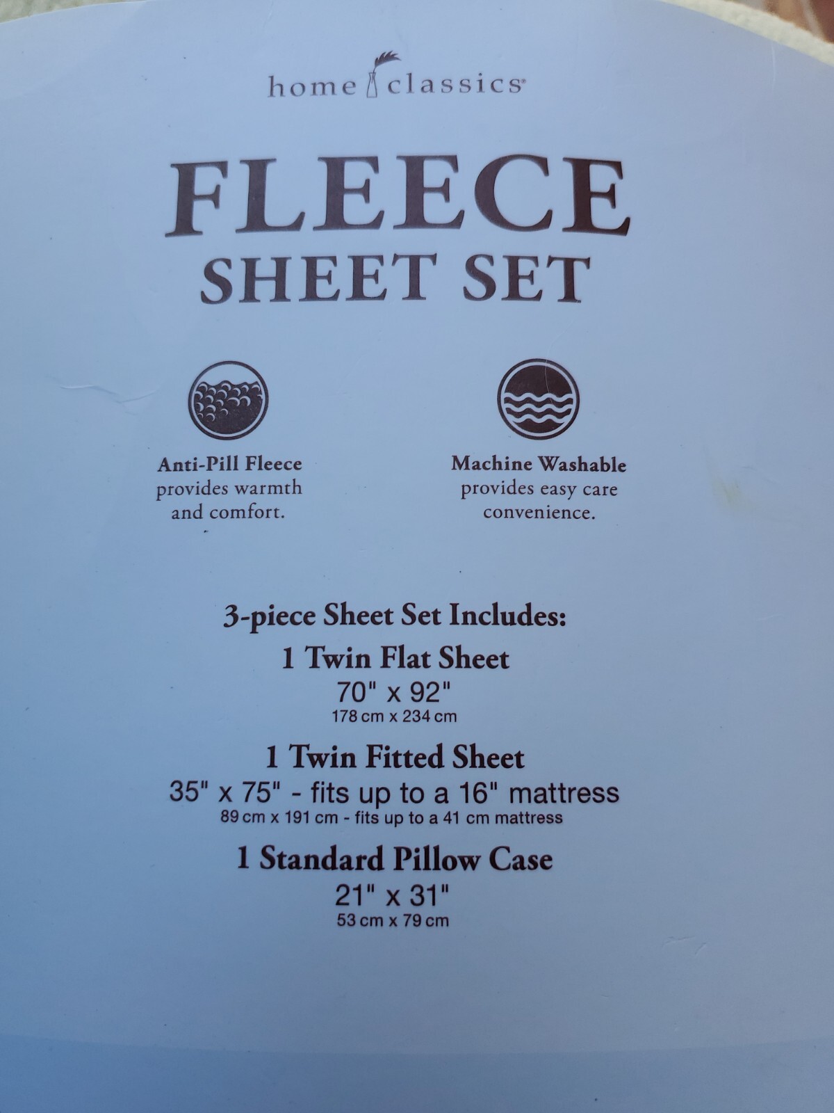 Home Classic Fleece Sheet Set Twin Light Brown