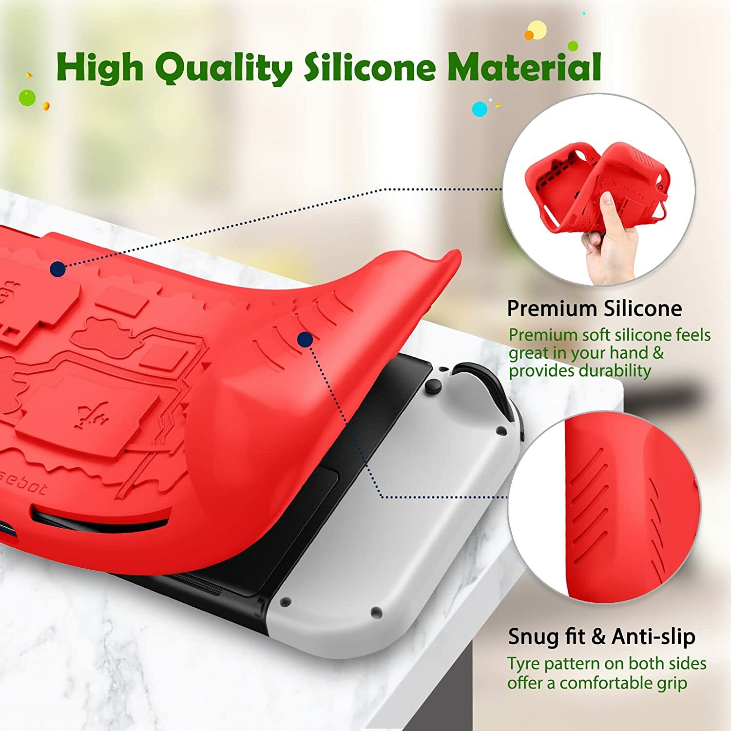 For Nintendo Switch OLED Model 2021 Case Soft Silicone Shock Proof Cover