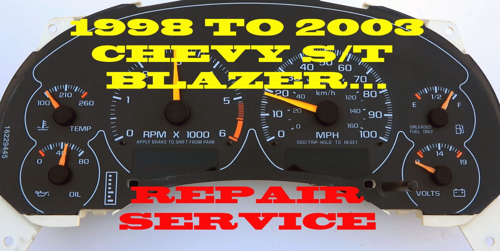 98 99 2000 01 02 03 CHEVY BLAZER JIMMY SUV SPEEDOMETER INSTRUMENT CLUSTER REPAIR
