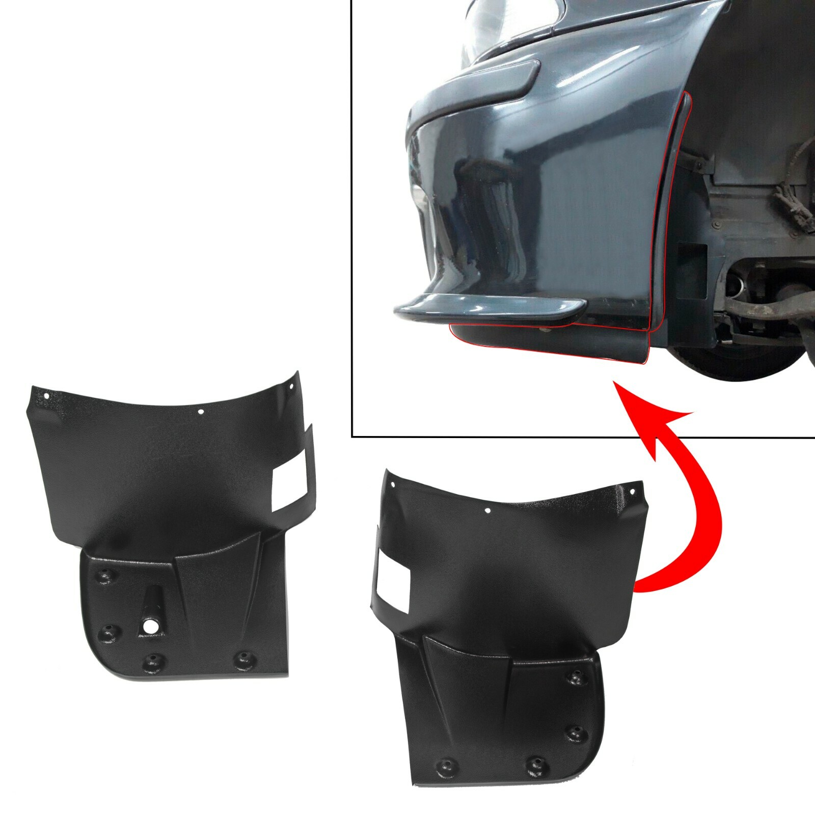 For BMW E39 M5 Left+Right Pair Front Bumper Splash Panel Liner Trim Fender Kits