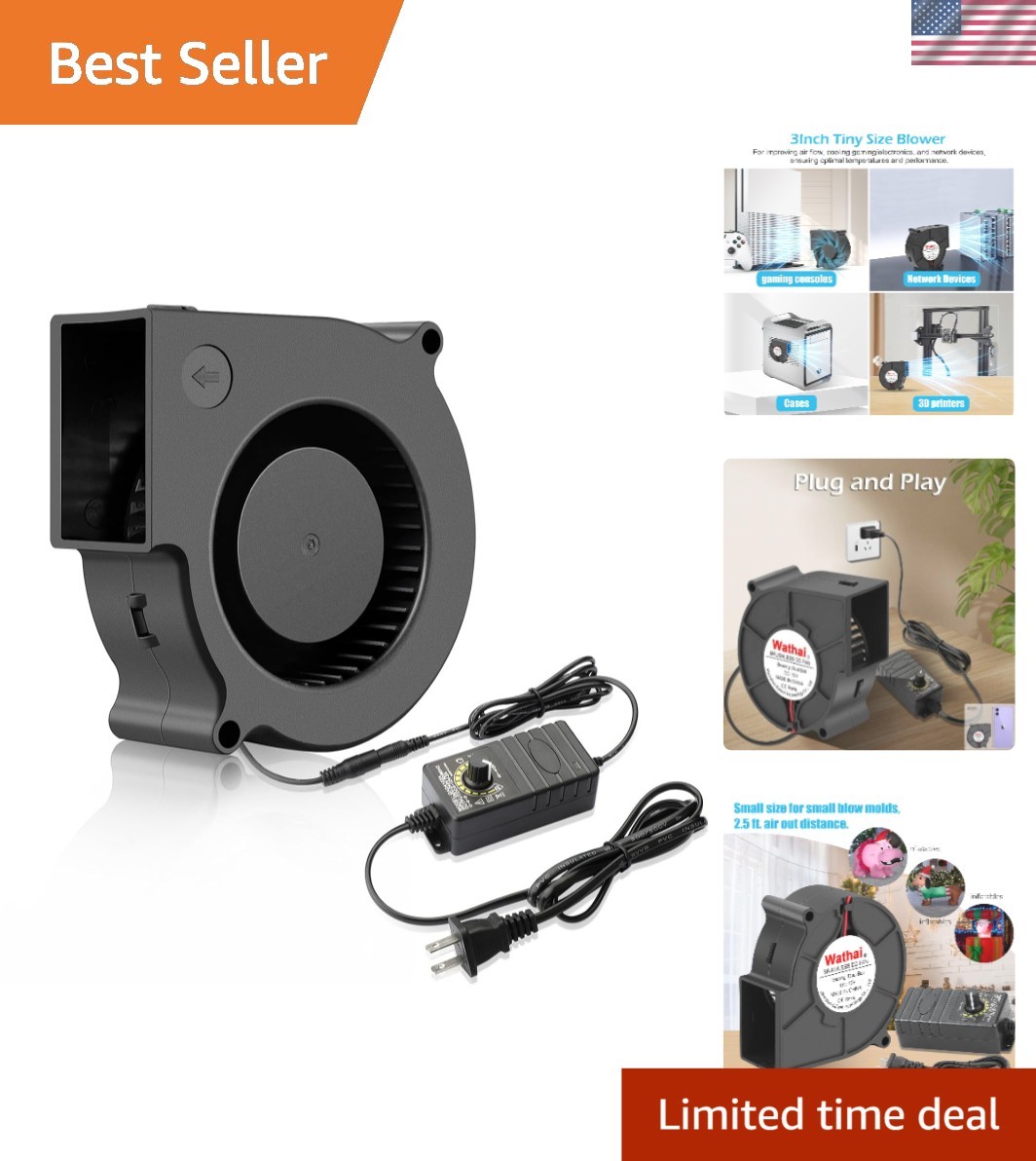 Versatile Air Blower Fan - 75mm x 30mm, AC 110V-240V, Ideal for DIY Projects