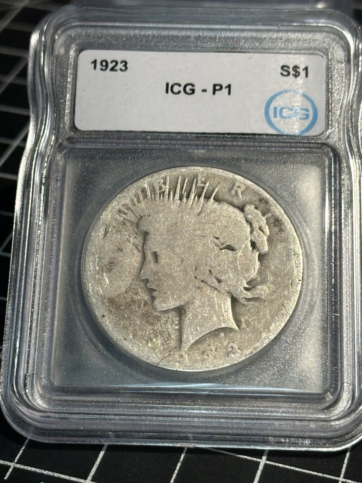 1923 Peace Silver Dollar ICG POOR 1