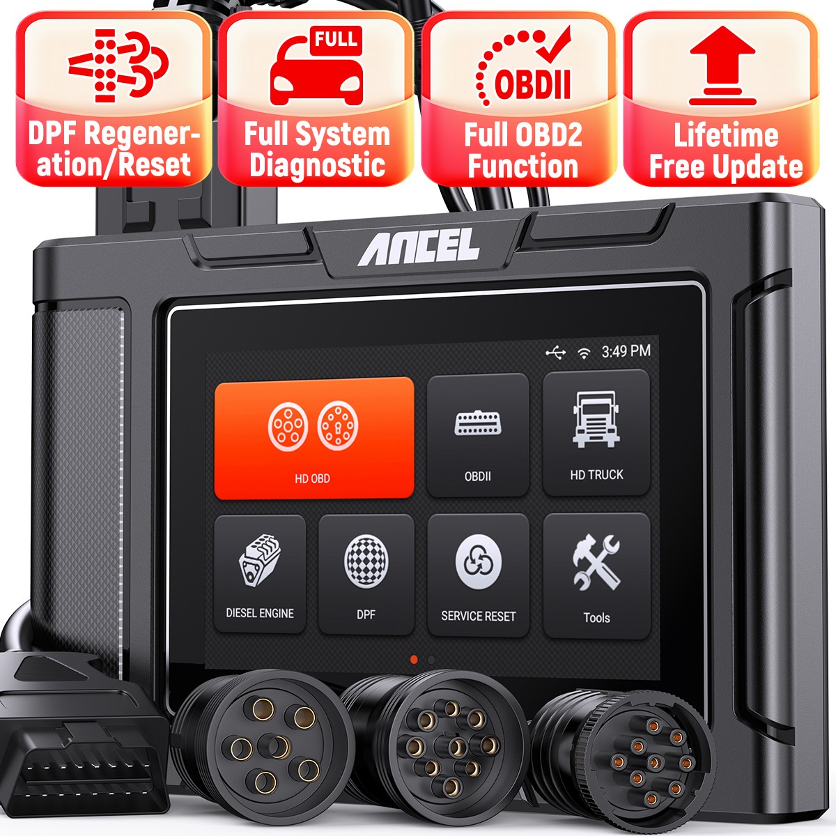 ANCEL HD3400 PRO Diesel Heavy Duty Truck Diagnostic Scanner for Hino Volvo Mack