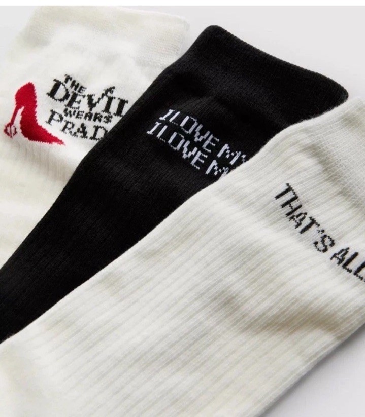 NEW EXCLUSIVE 3 pk The Devil Wears Prada X Primark Socks Size 4-7