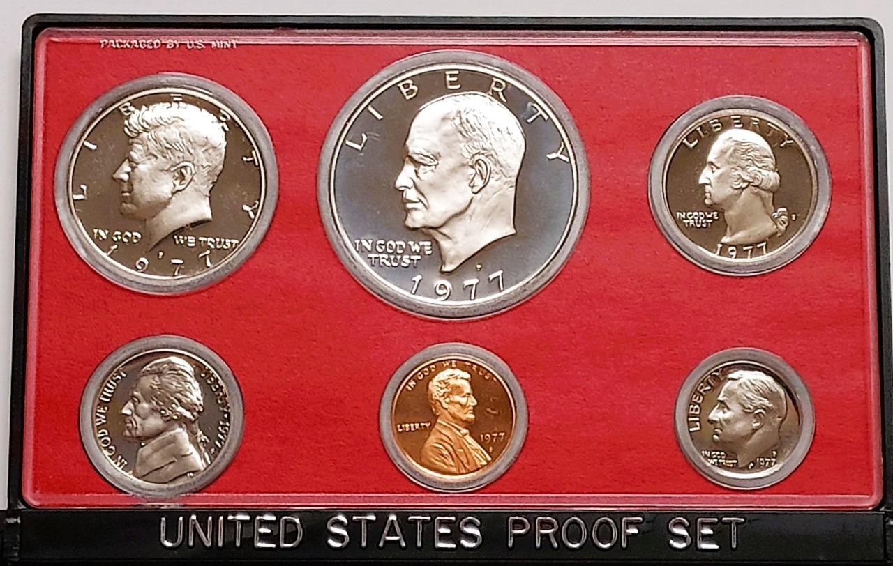 USA 1977 Proof Coin Set in case - Free Shipping