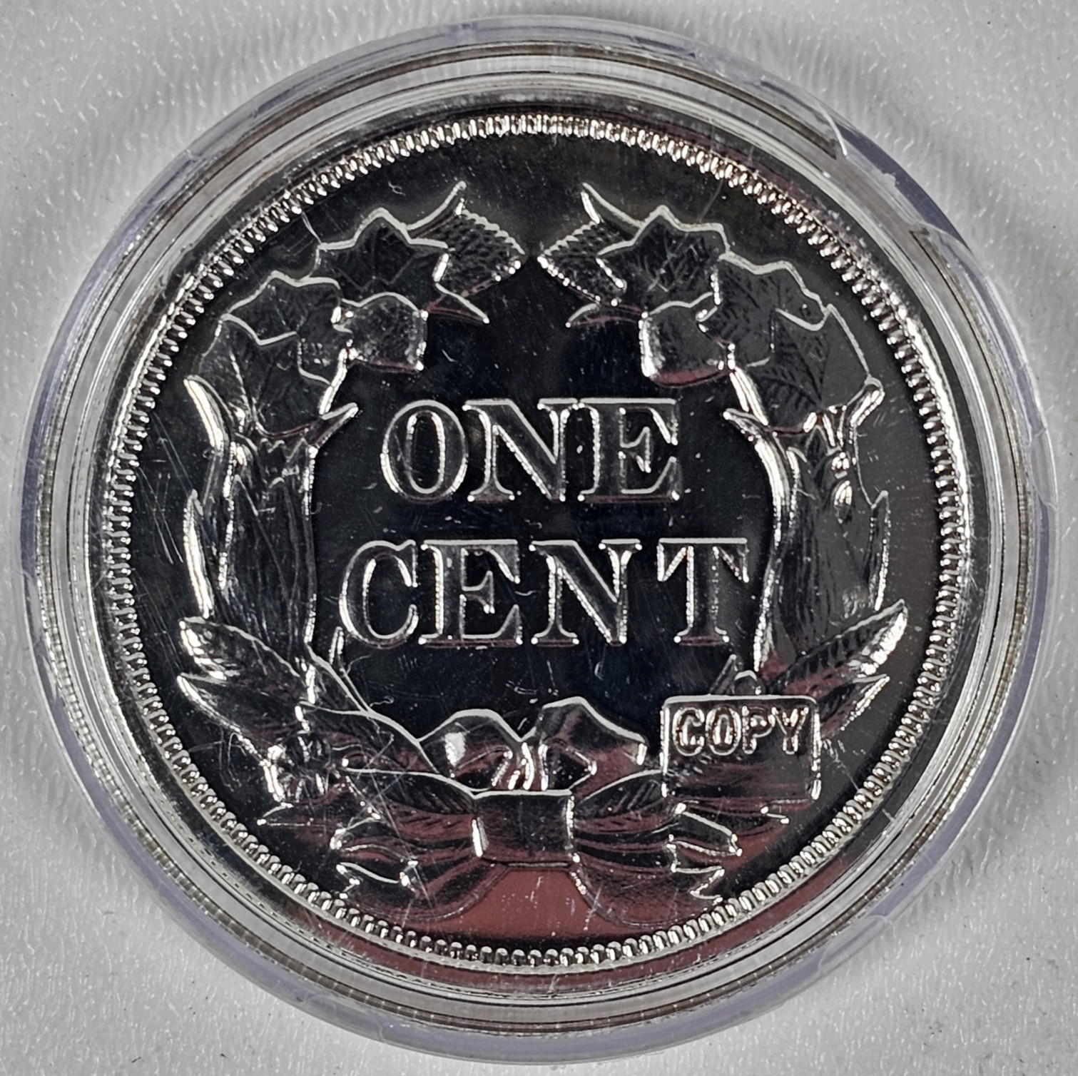 1856 Flying Eagle Penny Cent Silver Plated COA -COPY Large Free Shipping
